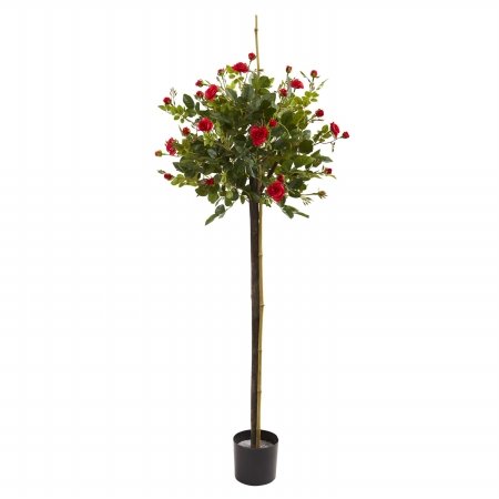 3 ft. Artificial Rose Topiary Silk Tree - Realistic Faux Floral Decor for Home, Office, Wedding, Garden & Indoor/Outdoor Use