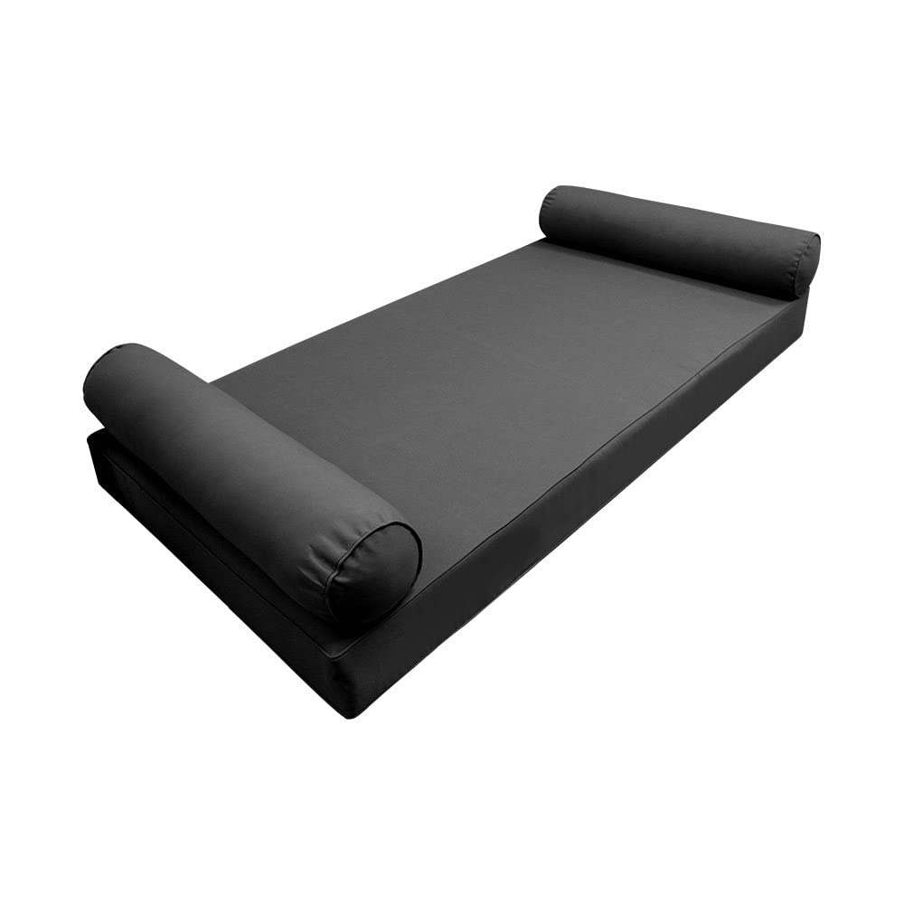 Prolinemax Style5 3-Piece Crib Size Pipe Trim Outdoor Daybed Set - Mattress, Bolster Pillow & Fitted Slipcover (AD003) | Perfect for Patio Lounging, Poolside Relaxation & Garden Daybeds