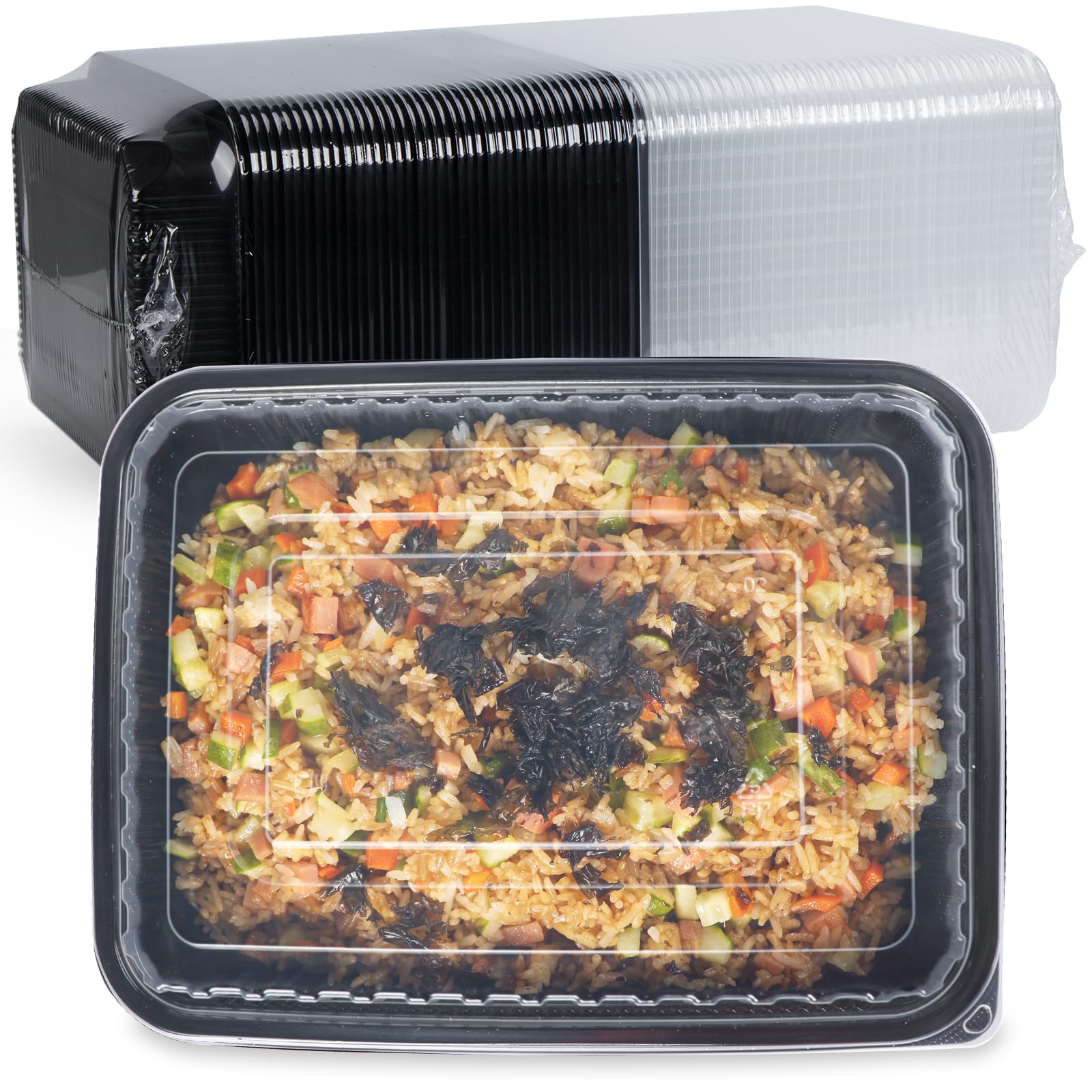 Eco-Friendly 40-Pack Reusable Meal Prep Containers with Airtight Lids - 47oz BPA-Free Microwave & Freezer Safe Plastic Food Storage Boxes - Perfect for Meal Prepping, Office Lunches & Picnics