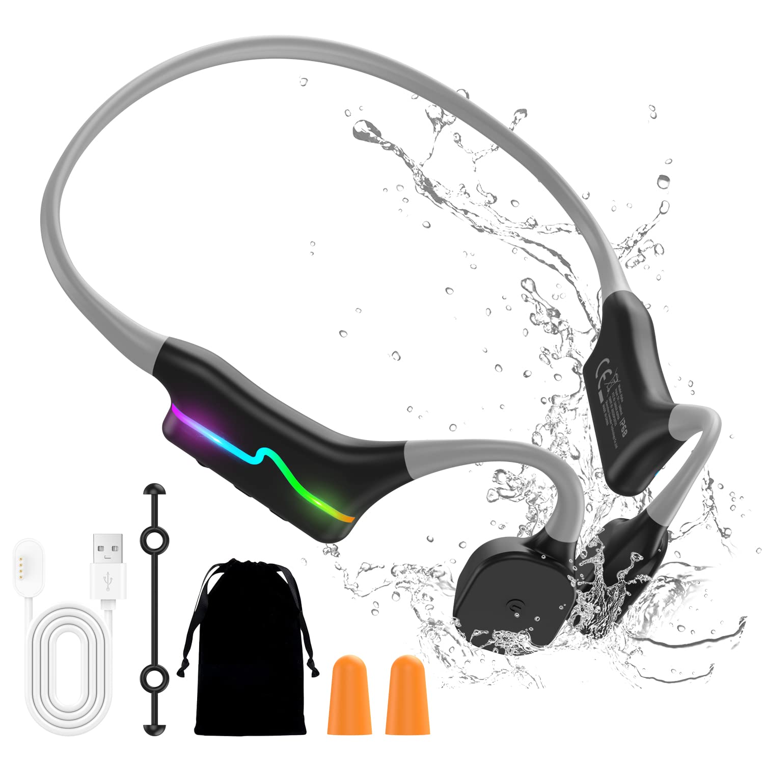 Dejavi Bone Conduction Headphones - Open-Ear Bluetooth 5.0 IP68 Waterproof Wireless Headset with 32GB Built-in Memory, Sweatproof Sport Earphones for Swimming, Running, Cycling & Gym Workouts | Perfect for Outdoor Activities & Fitness Enthusiasts