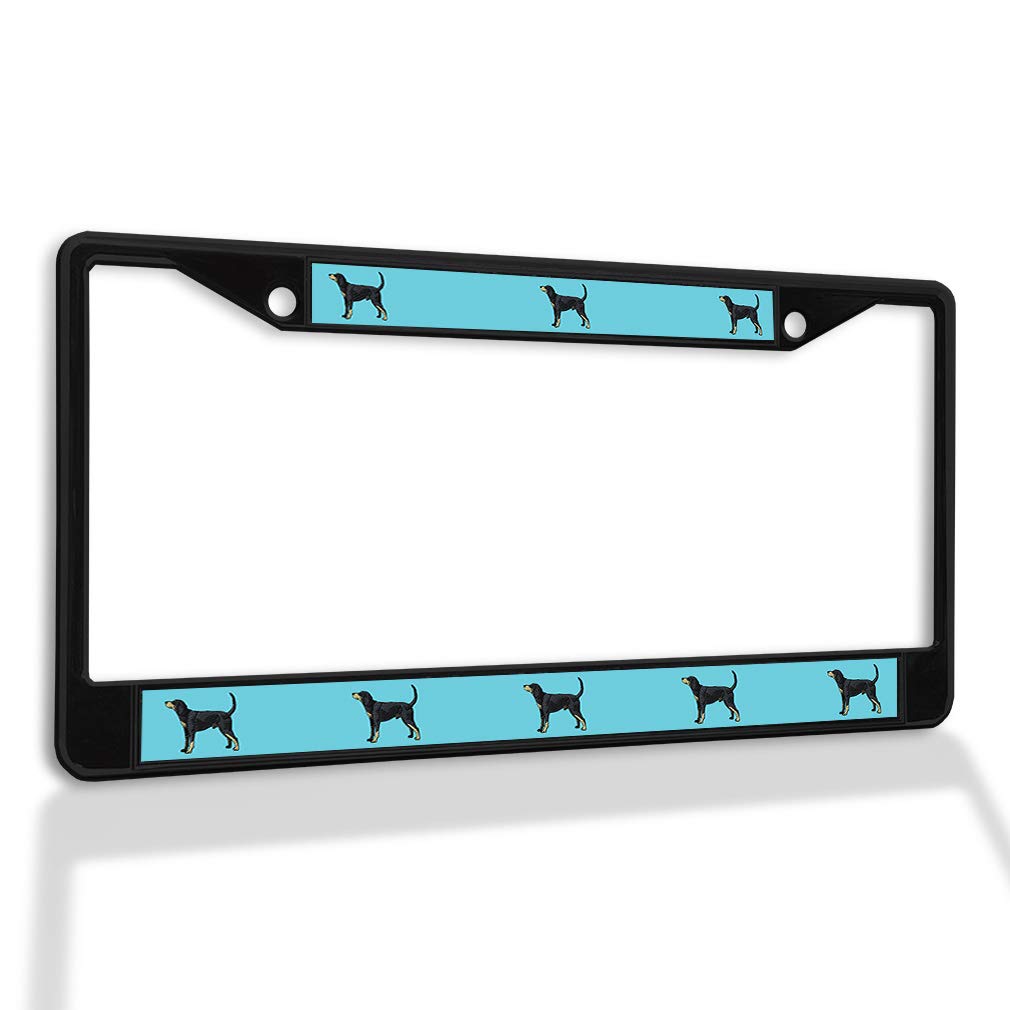 Premium Metal Insert License Plate Frame for Cars - Coonhound Design, Weatherproof & Durable Black 2-Hole Solid Frame - Perfect for Truck, SUV & Vehicle Customization