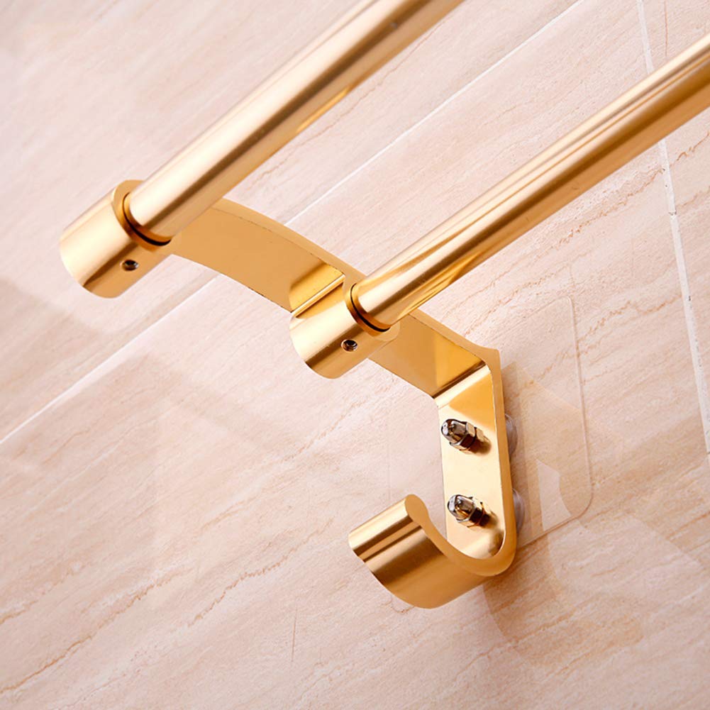 CHEWYNP Space-Saving Aluminum Towel Bar with Powerful Suction Cups - Double Pole Wall-Mounted Bathroom Towel Rack (57cm) - Perfect for Small Bathrooms, Kitchens & RVs
