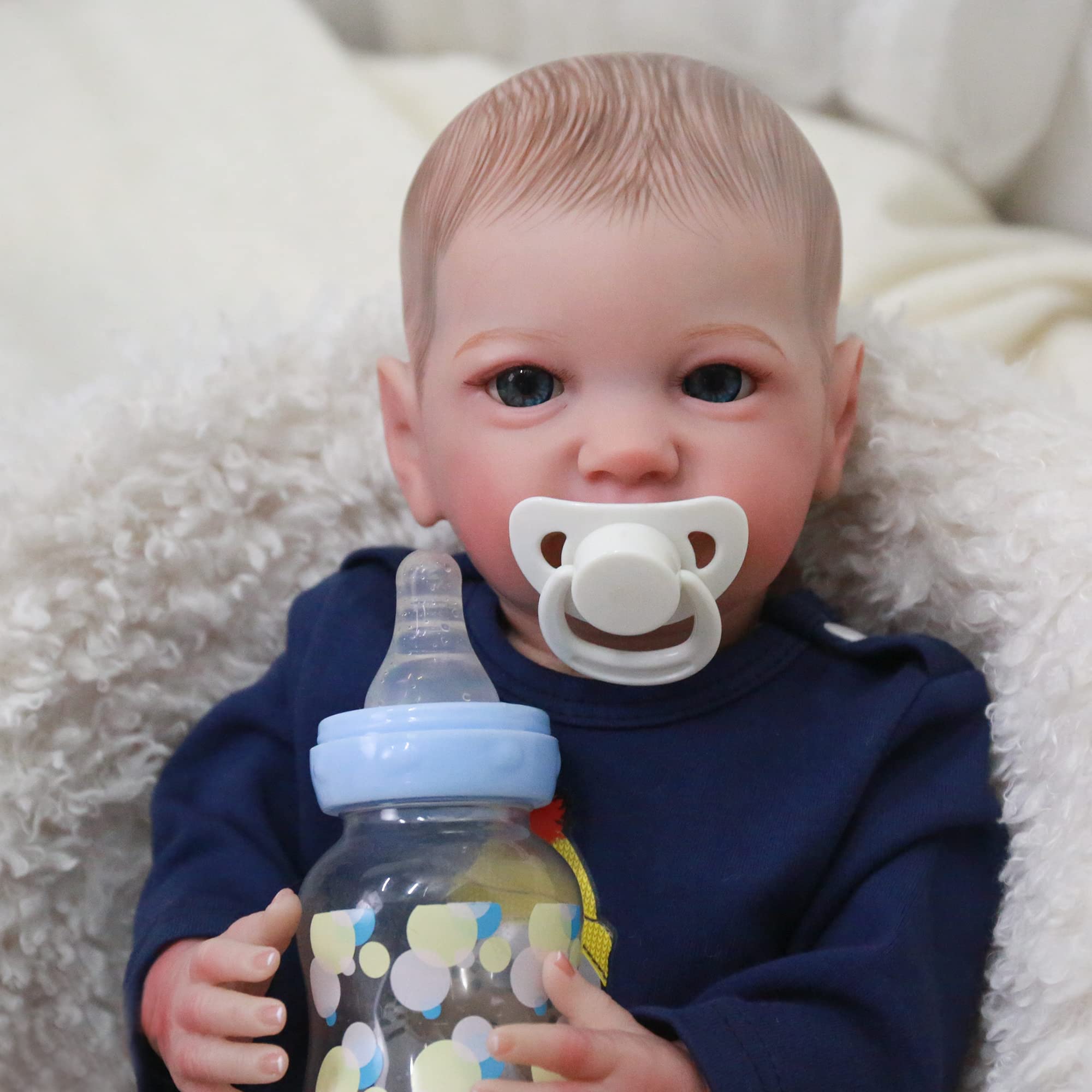 WOOROY 19 Inch Realistic Reborn Baby Doll Boy - Lifelike Handmade Newborn Toddler Doll with Soft Cloth Body | Perfect Gift Toy for Kids Age 3+ | Great for Role Play, Collecting & Emotional Comfort