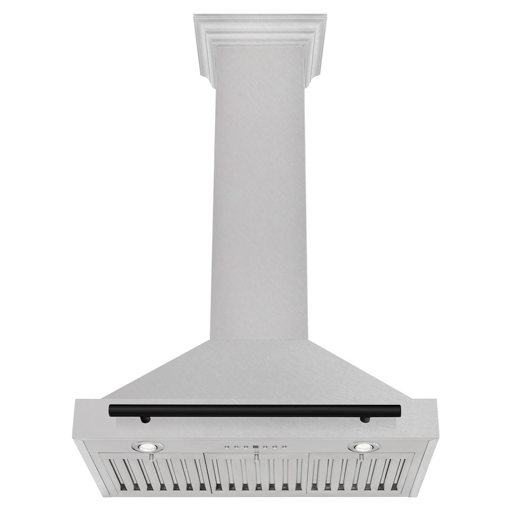 ZLINE KB4SNZ 30 MB 30-Inch Convertible Wall Mount Range Hood - Satin Stainless Steel with Matte Black Handle | Autograph Edition | Perfect for Modern Kitchens & Open-Concept Homes