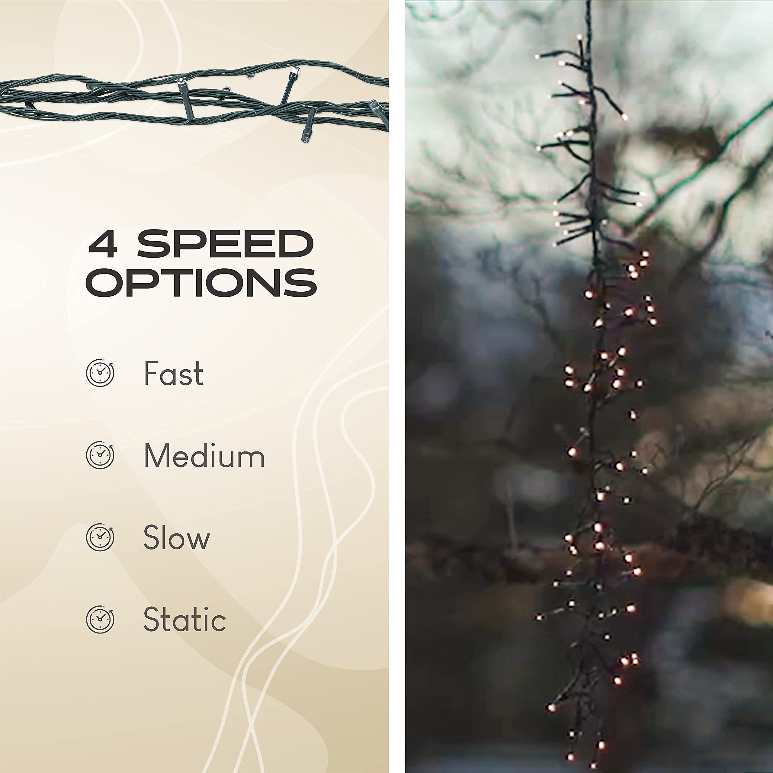 Lighticicle 80 LED Battery-Operated Fairy Lights with Meteor Effect & Auto Timer - Waterproof Outdoor String Lights for Garden, Patio, Wedding & Holiday Decorations