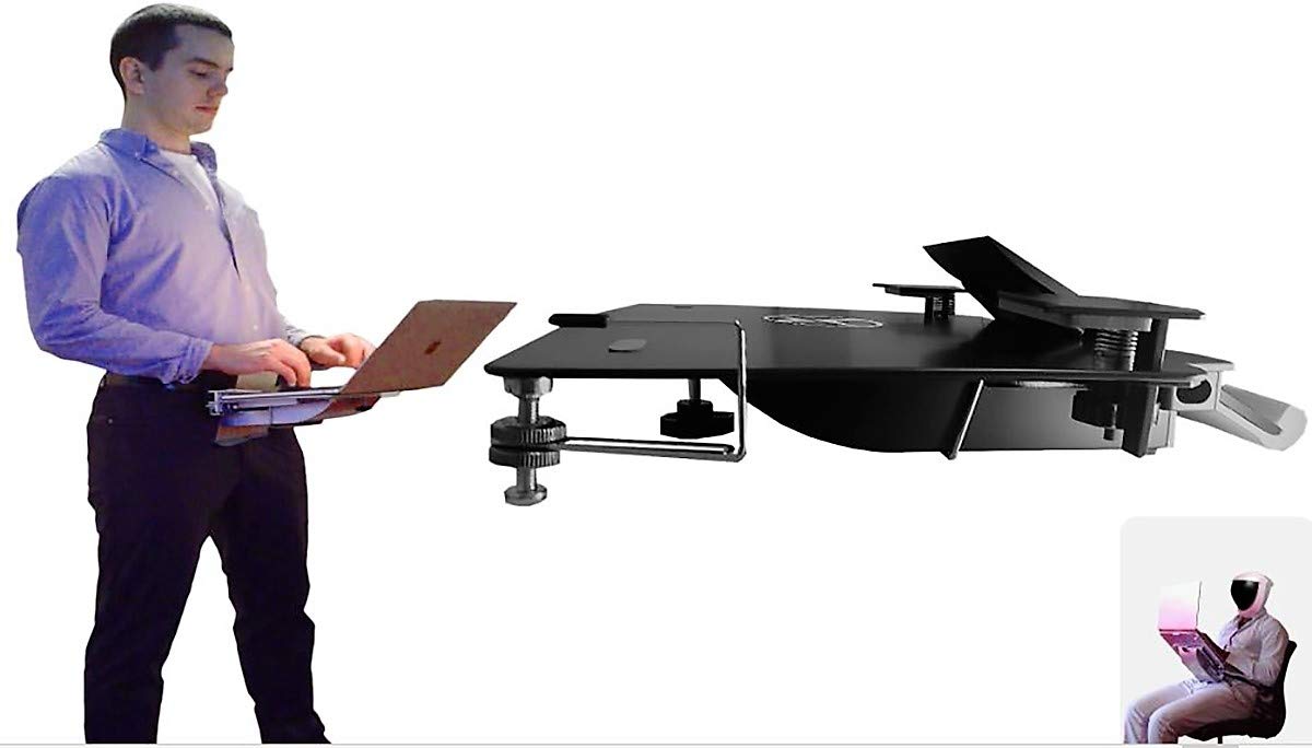 XTOP - Ergonomic Portable Laptop Stand for Work & Study - Adjustable Height, Gravity Defying Design for Standing, Sitting, Reclining or Bed Use - Perfect for Home Office, Remote Work & College Dorm (Black)