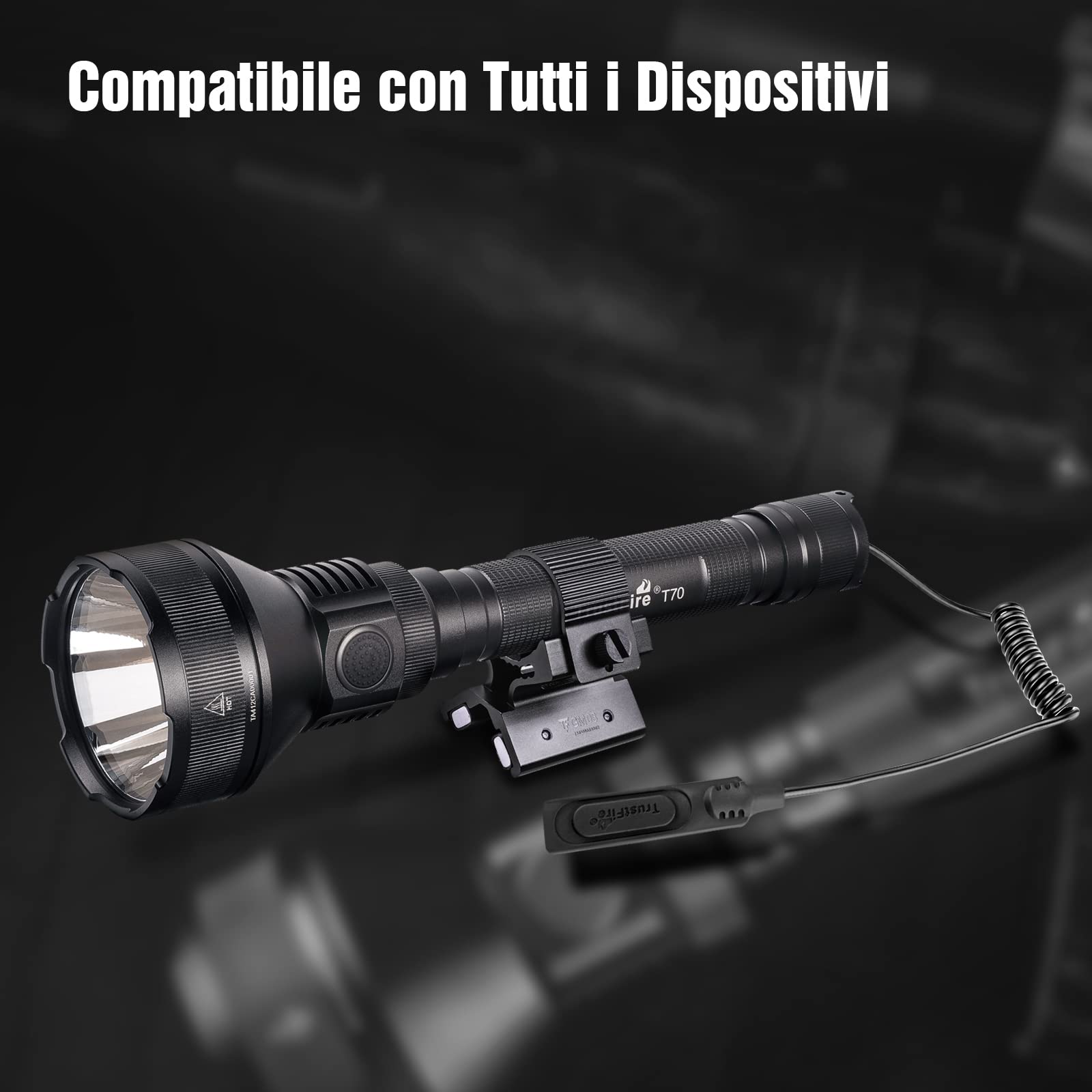 TrustFire T70 2300 Lumens Tactical Hunting Flashlight - 1000M Long Range Predator Light with Pressure Switch for Hog, Coyote & Varmint Hunting | High Power LED Flashlight for Night Hunting, Camping & Outdoor Adventures