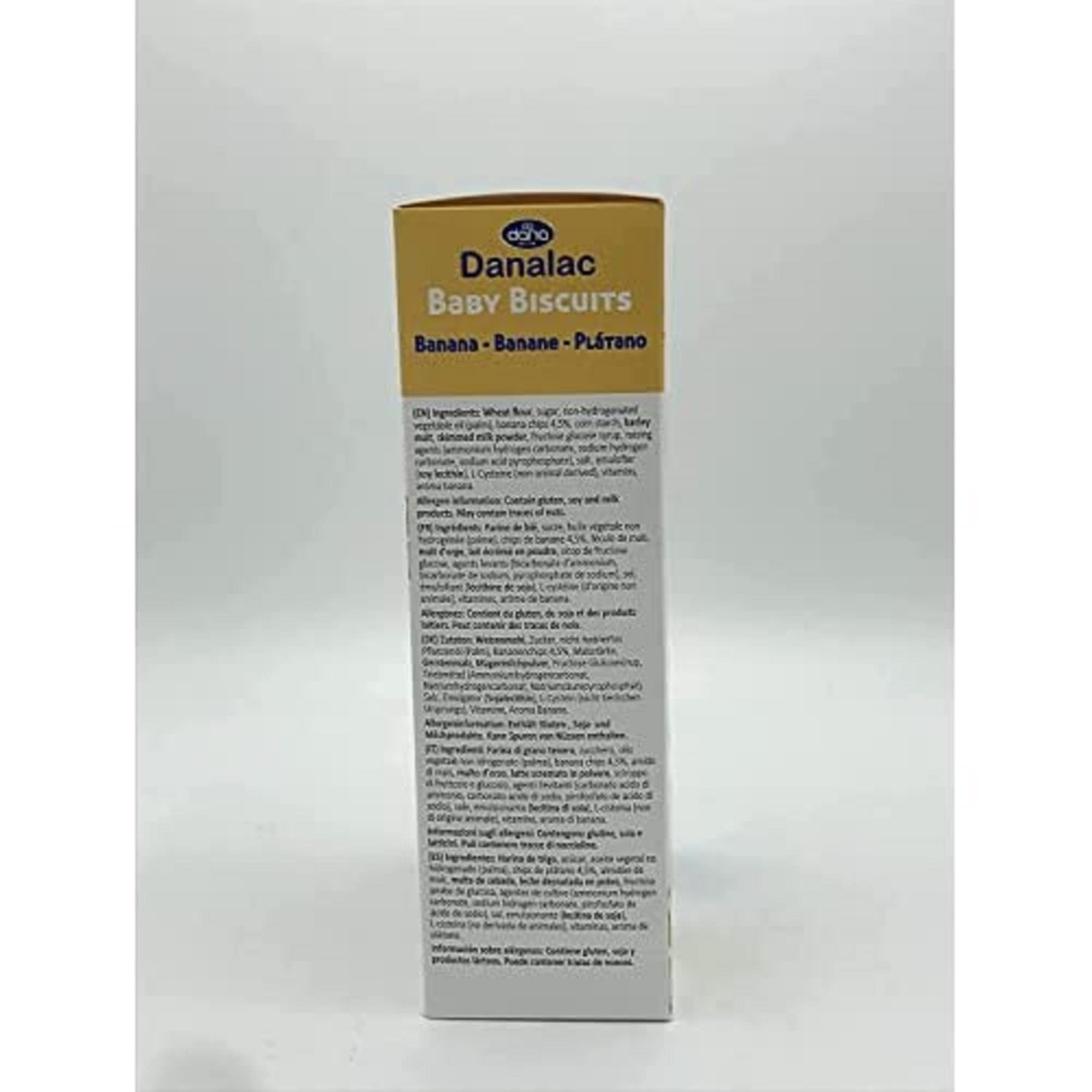Danalac Banana Baby Biscuits for Toddlers 6+ Months - 120g Snack with Calcium, Iron & Vitamins - Healthy Teething Treat for Infants & On-the-Go Baby Food