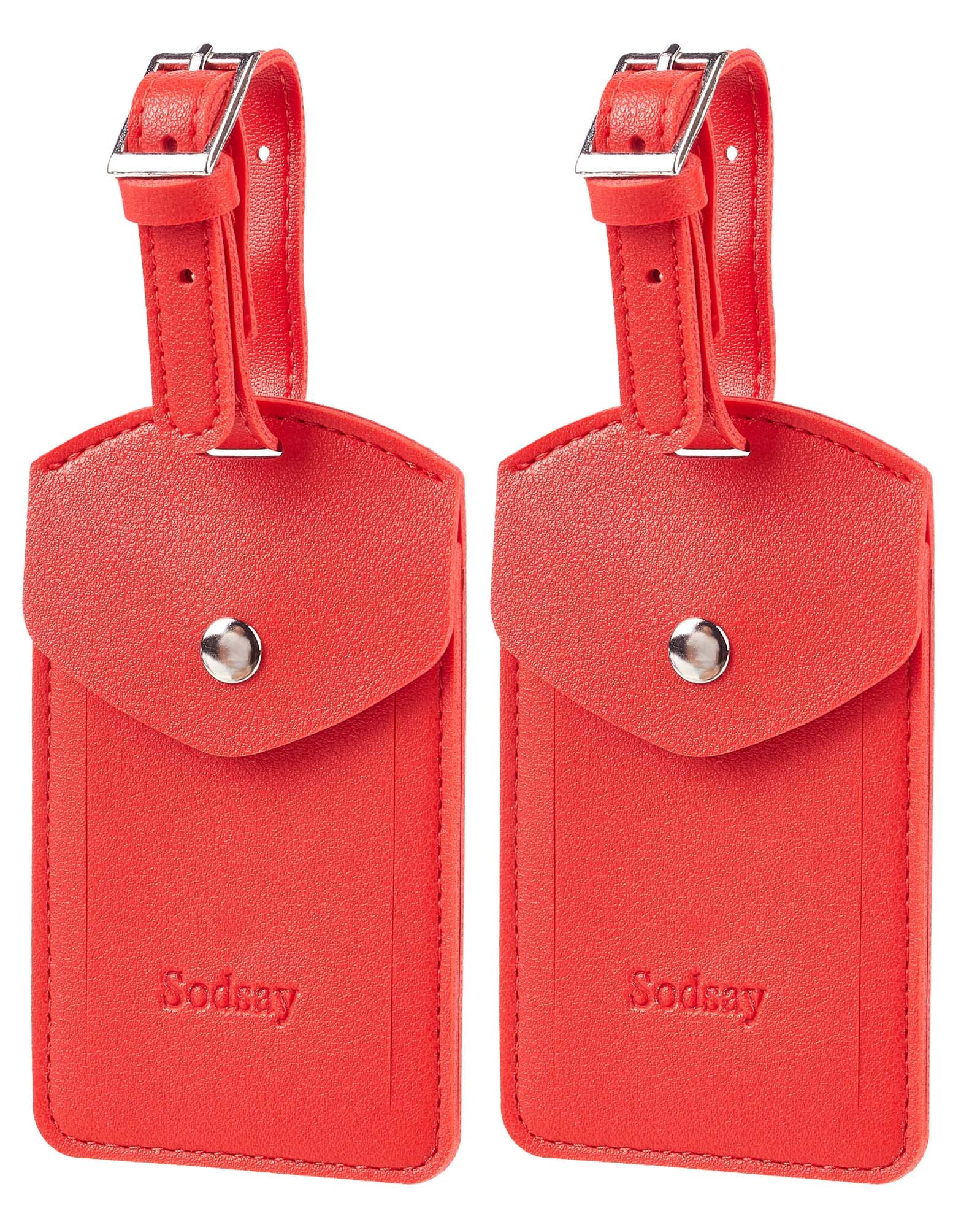 Sodsay Genuine Leather Luggage Tags for Travel - 2 Pack with Privacy Flap, Durable Baggage ID Tags for Suitcases & Backpacks | Perfect for Airports, Business Trips & Vacation Travel Accessories