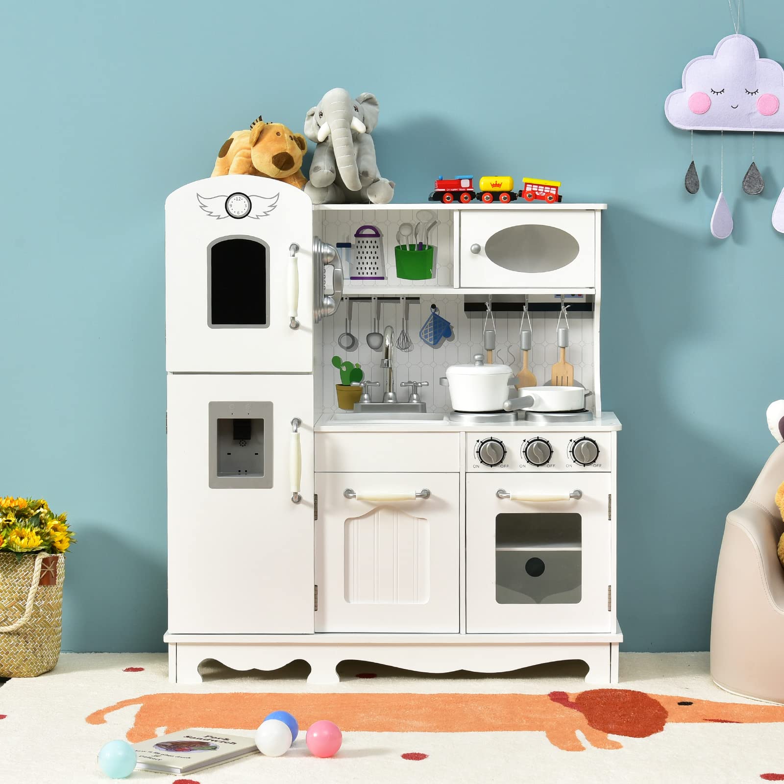 Honey Joy Wooden Kids Kitchen Playset - Pretend Play Toy for Toddlers 3+, Perfect Gift for Little Chefs