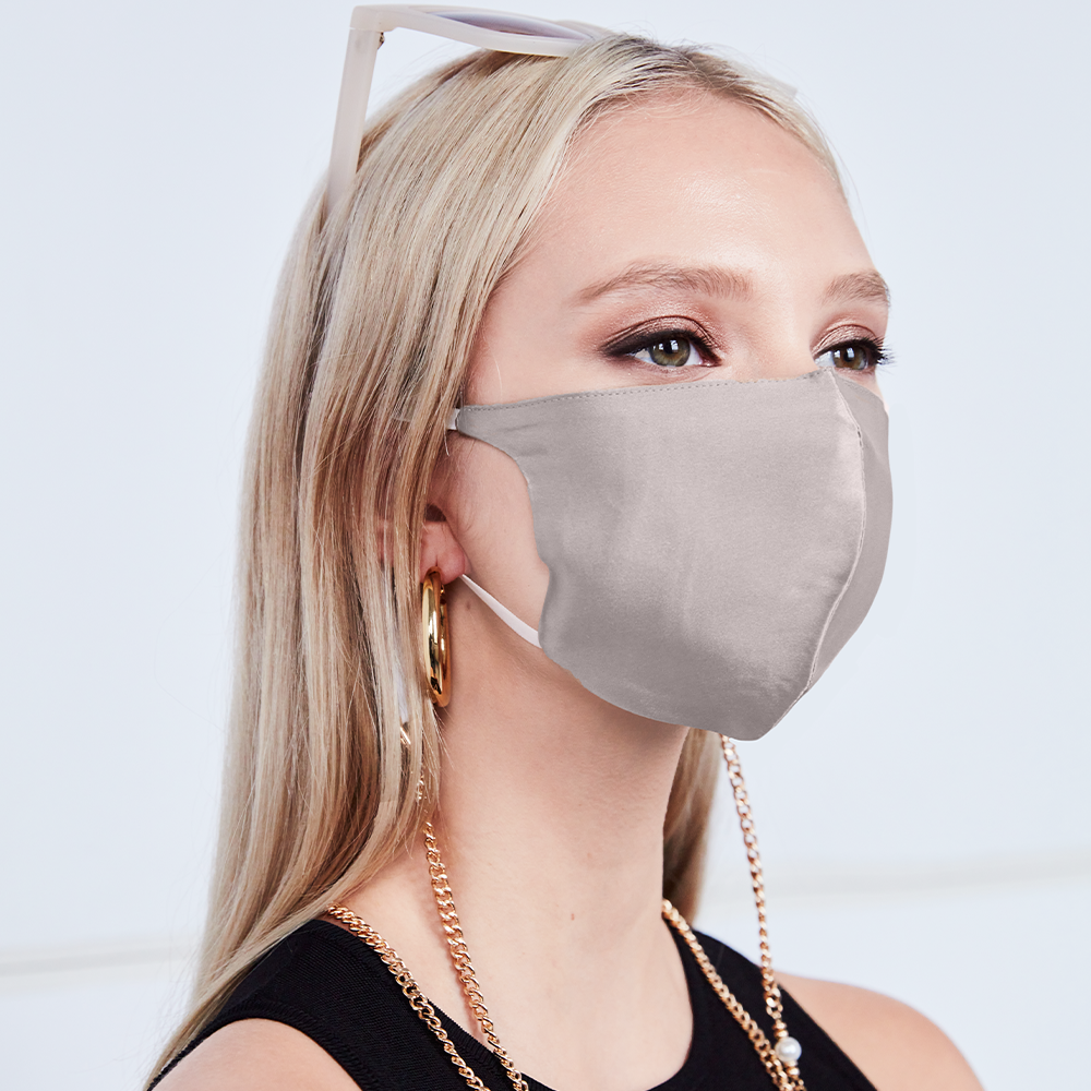 Luxury Silk Face Mask in Silver - Breathable & Comfortable for Daily Wear, Travel, and Special Occasions