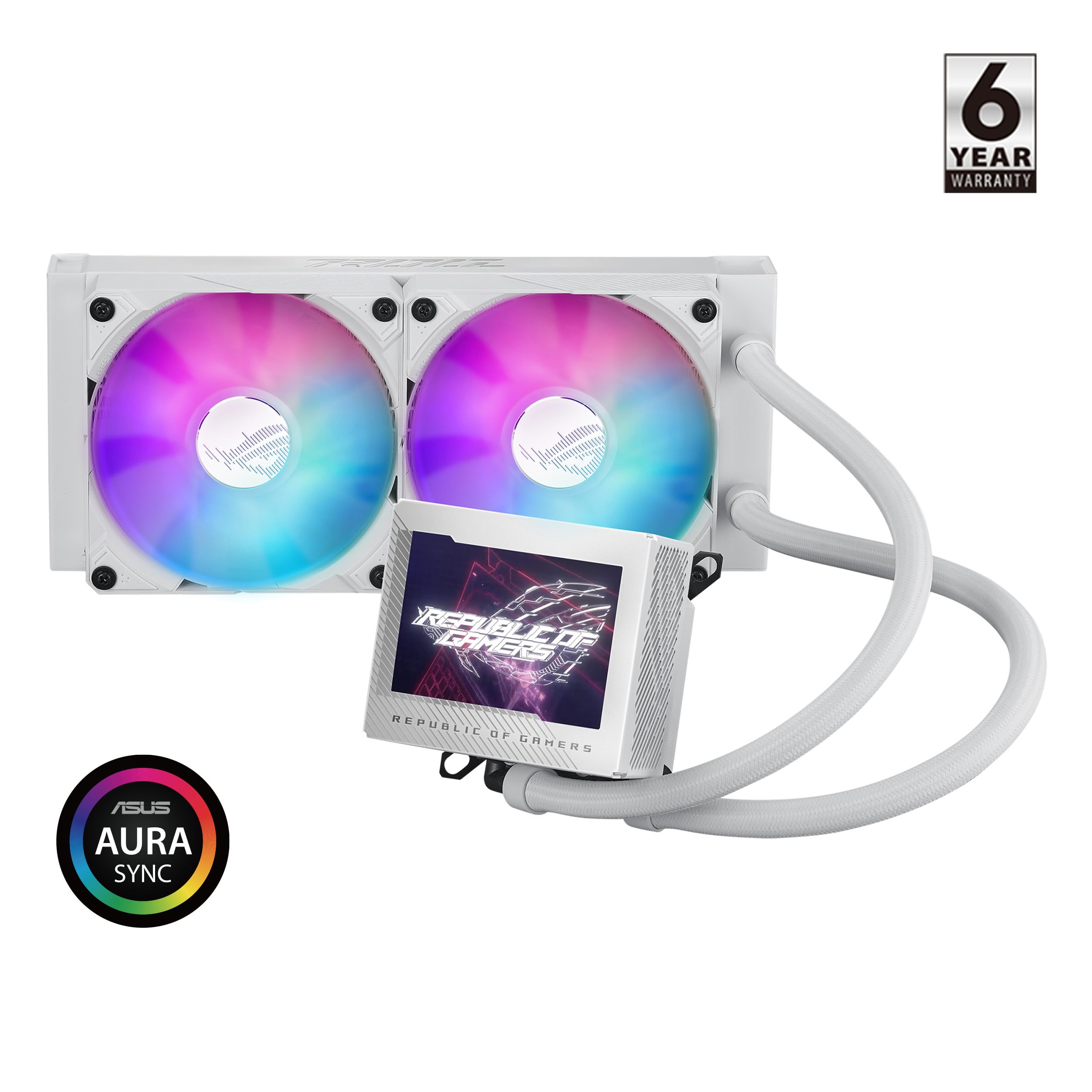 ASUS ROG Ryujin III 240 ARGB White AIO Liquid CPU Cooler - 240mm Radiator, 8th Gen Asetek Pump, 2X 120mm Magnetic ARGB Fans (Daisy Chain), 3.5