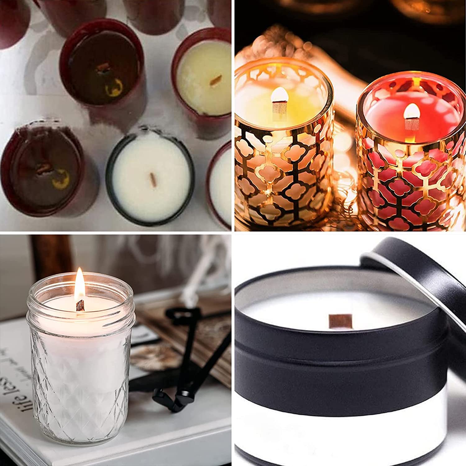 Premium 6 Inch Wooden Candle Wicks for DIY Candle Making - Crackling Wood Wicks, Smokeless & No Base (0.020
