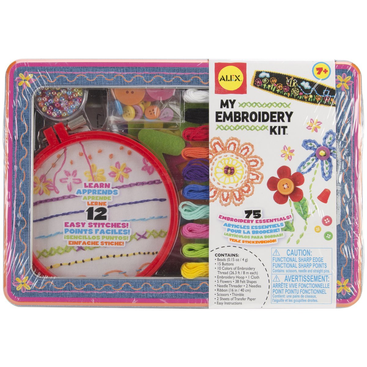 ALEX Toys Craft My Embroidery Kit for Kids - DIY Sewing Starter Kit with 6 Designs, Hoop & Threads - Creative Arts & Crafts Activity for Girls & Boys Ages 6+ - Perfect for Birthday Gifts & Rainy Day Fun