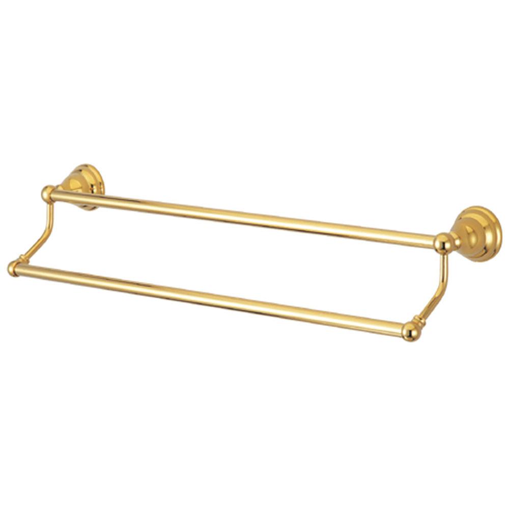 Polished Brass 24-Inch Double Towel Bar - Bathroom Towel Rack for Hanging & Organizing Towels - Durable & Stylish Bathroom Accessory (BA5563PB) - Perfect for Bathrooms, Spas & Guest Rooms
