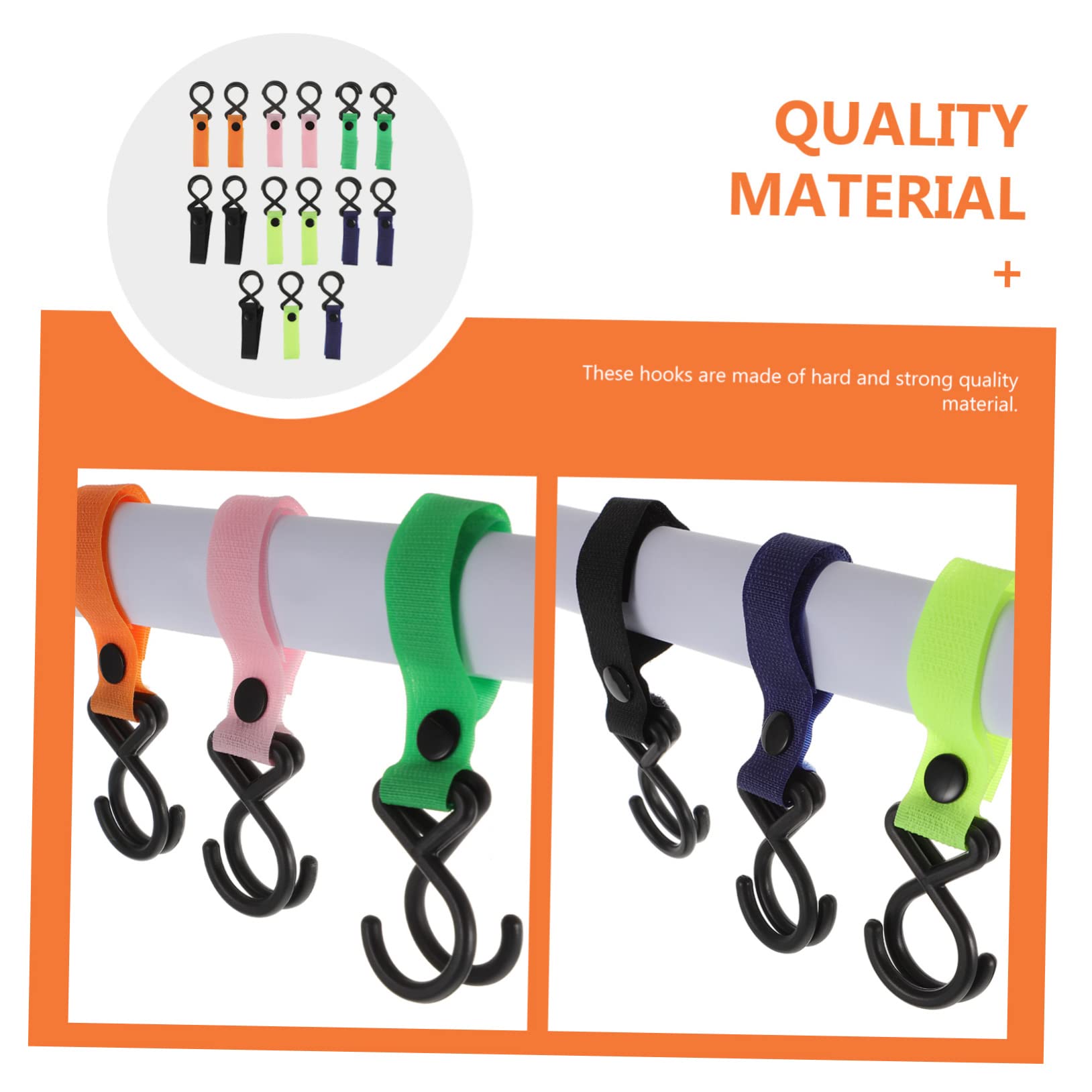 VICASKY 15-Pack Heavy Duty Stroller Hooks - Multi-Purpose Hanging Hooks for Wheelchairs, Prams & Pushchairs - Durable Strap Hangers for Shopping Bags, Purses & Baby Supplies - Perfect for Parents & Caregivers