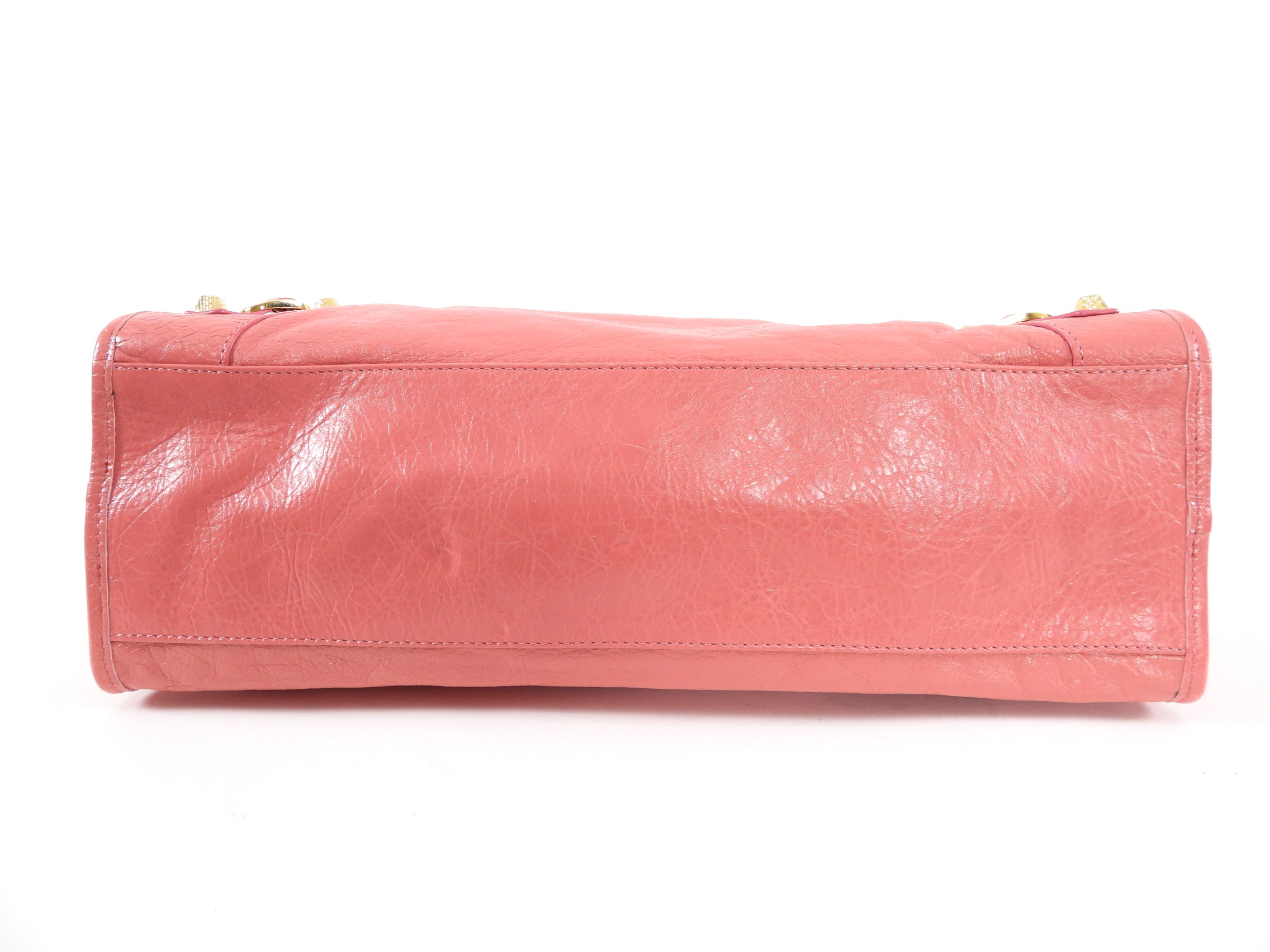 Balenciaga Classic City Medium Lampskin Leather Handbag in Salmon Pink with Gold Hardware - Perfect for Women's Everyday Use, Work, and Evening Out
