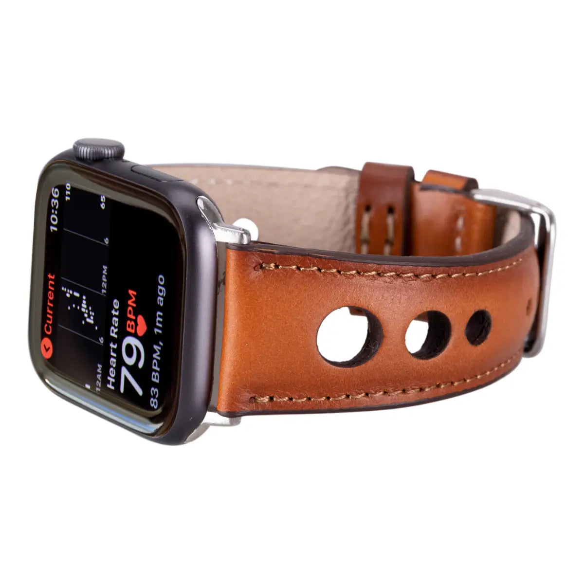 Premium Burnished Tan Leather Apple Watch Band - Stylish & Durable Rally Strap for Workouts, Travel & Everyday Wear