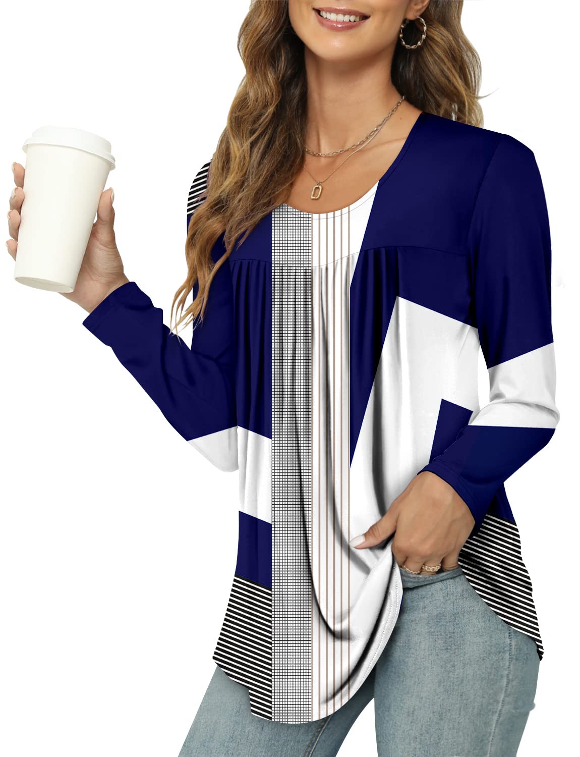 Mystry Zone Women's Casual Tunic T-Shirt - Soft Loose Fitting Flared Blouse Top | Comfortable & Stylish for Work, Weekend & Date Night Outfits