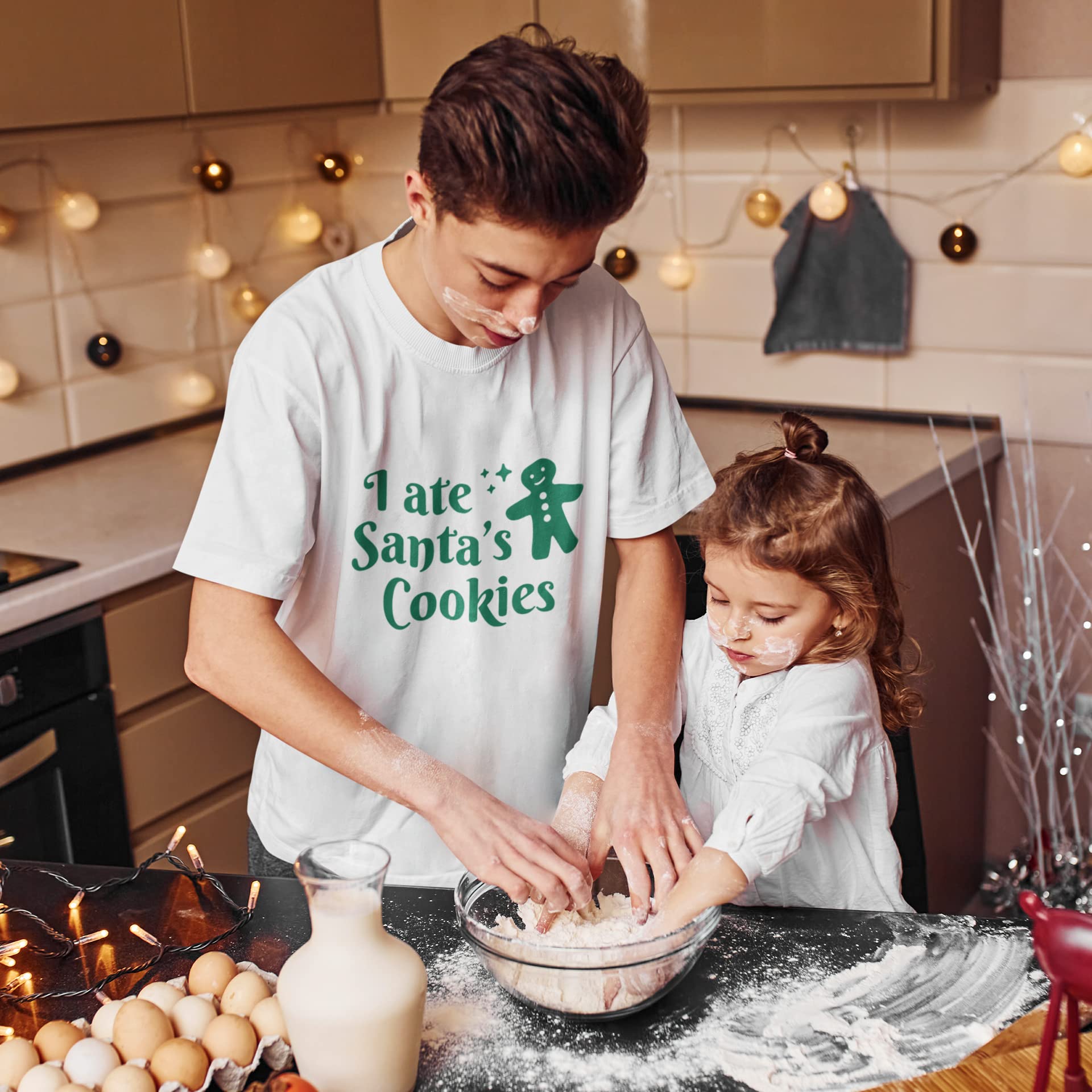 I Ate Santa's Cookies Iron On Decal - Christmas Pajamas & T-Shirt Transfer - Black Glitter Design for Holiday DIY & Festive Outfits