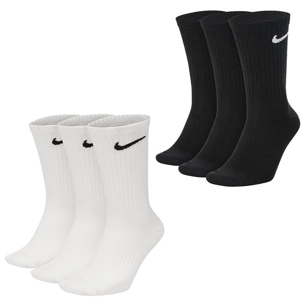 Nike Everyday Cushioned Crew Socks 3-Pack - Soft & Breathable Cotton for Men & Women - Perfect for Running, Gym & Daily Wear