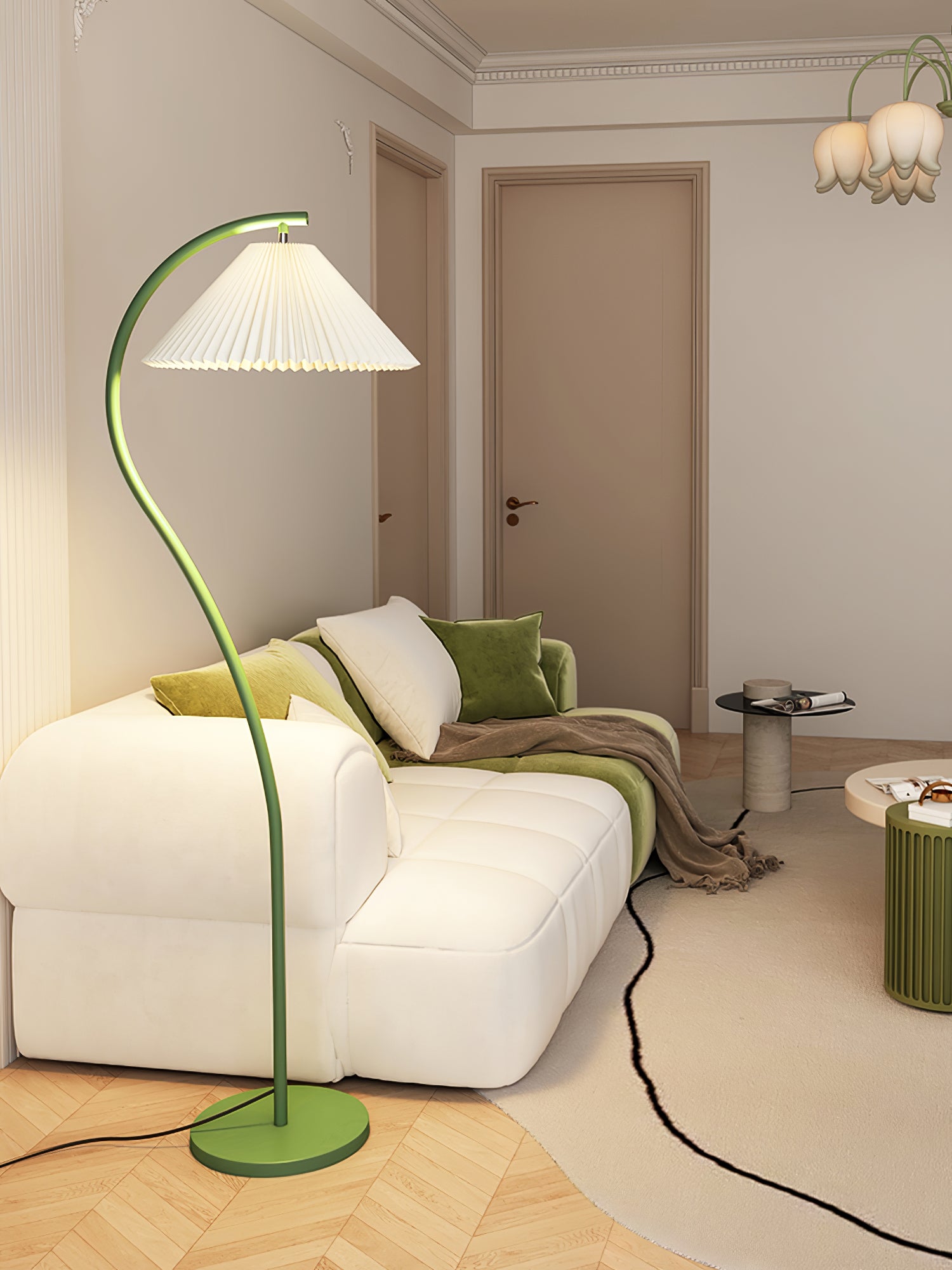 Crescini Pleated Floor Lamp - Modern LED Standing Light for Living Room, Bedroom & Office - Adjustable Brightness & Stylish Home Decor