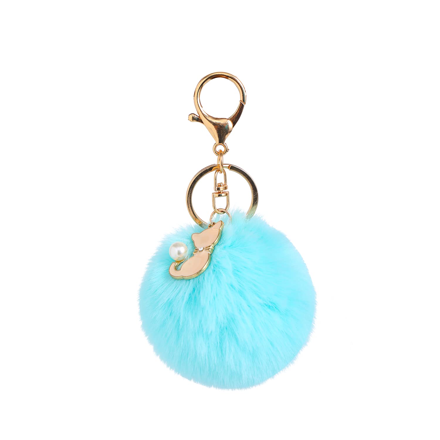 Fluffy Pom Pom Keychain - Soft Artificial Fur Ball Keyring for Car Keys, Bags & Backpacks | Cute Accessories for Women & Girls | Perfect Gift for Friends & Travel Enthusiasts