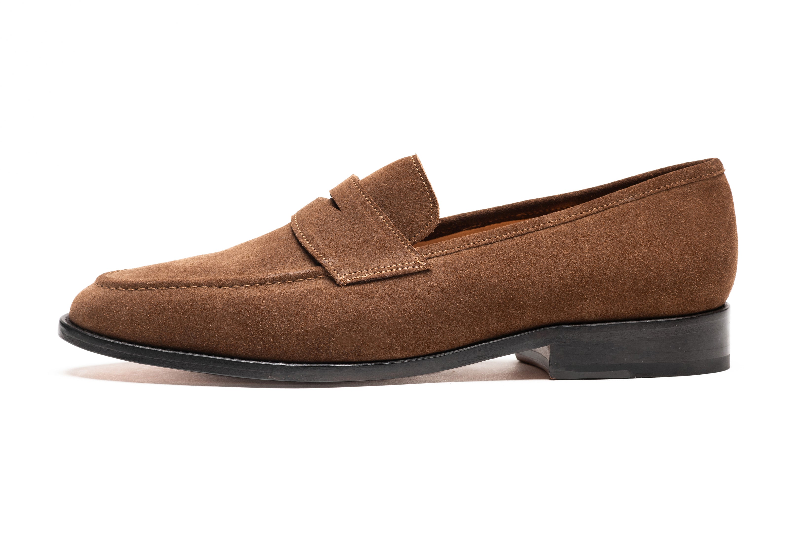 Premium Cognac Suede Penny Loafers for Men - Classic Comfortable Slip-On Dress Shoes for Business, Casual & Office Wear