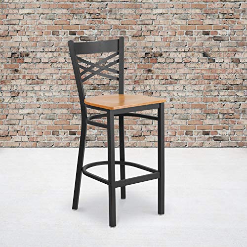 Natural Wood Seat/Black Metal Frame