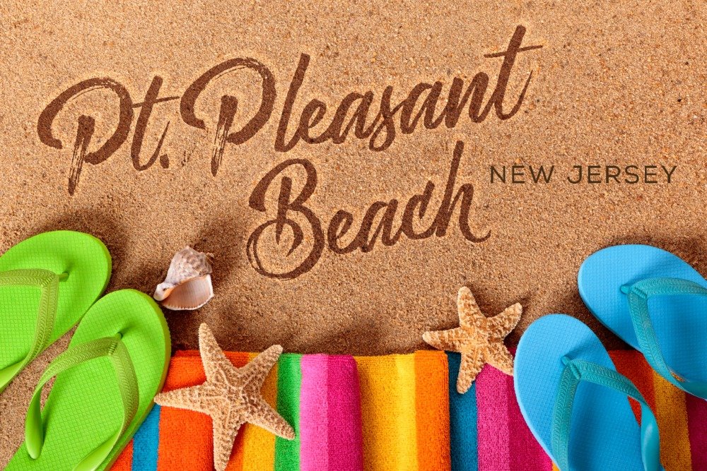 Premium 12x18 Metal Wall Art - Pt. Pleasant Beach New Jersey Coastal Decor, Gallery Quality Aluminum Flip Flops on Beach Sign for Home, Office & Beach House Decor