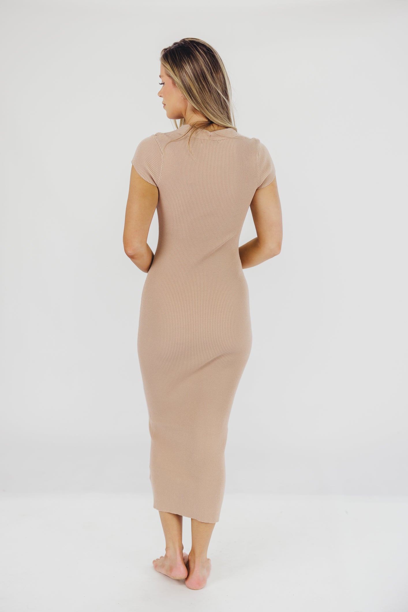 Wren Ribbed Knit Maxi Dress with Square Neckline in Dusty Blush - Women's Plus Size (XS-XL) | Worth Collective Exclusive | Perfect for Casual Wear, Date Nights & Summer Vacations