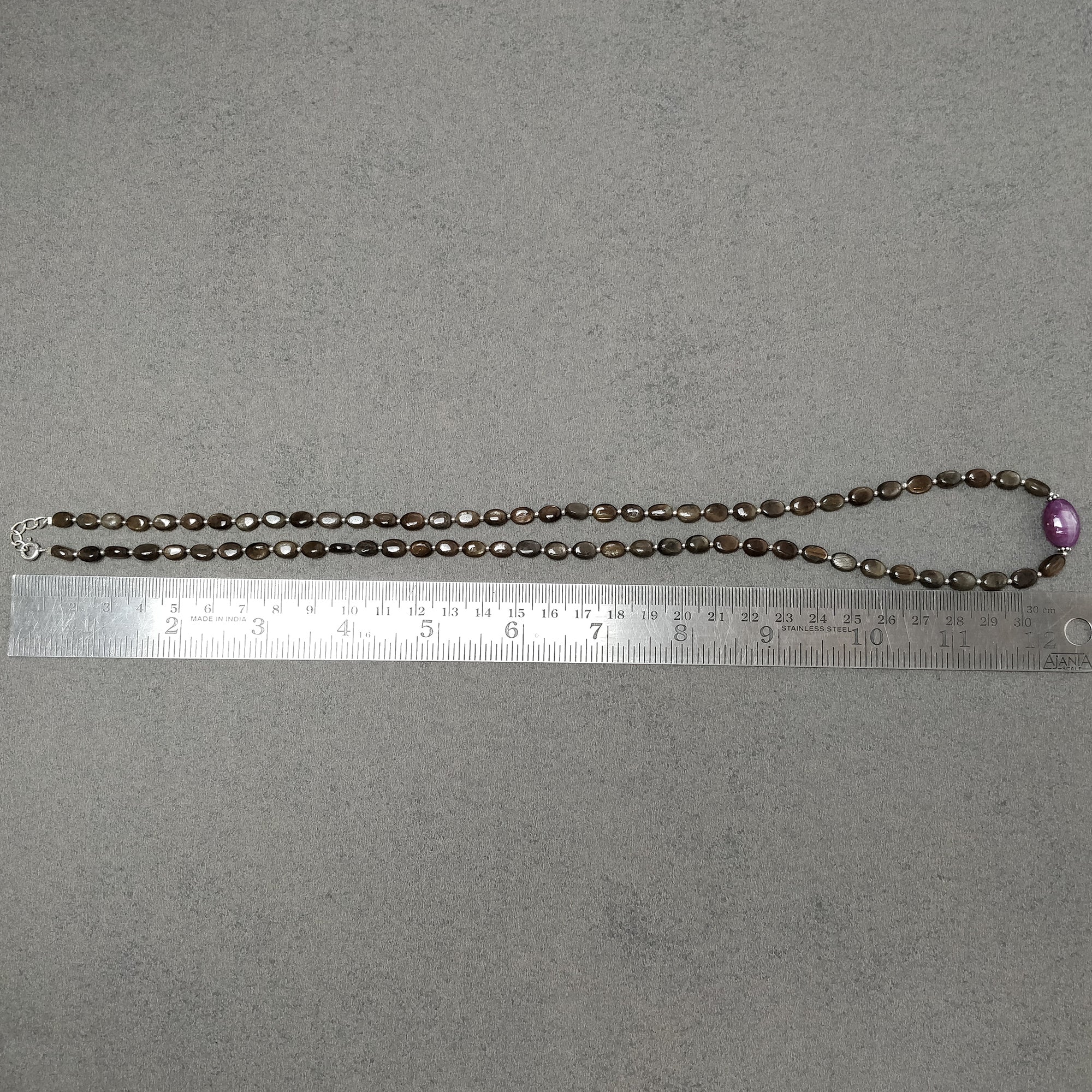 Natural Untreated Chocolate Sapphire & Star Ruby Gemstone Necklace - 131.45cts Oval Cut with 925 Sterling Silver (7x5mm - 15x11mm, 24.5