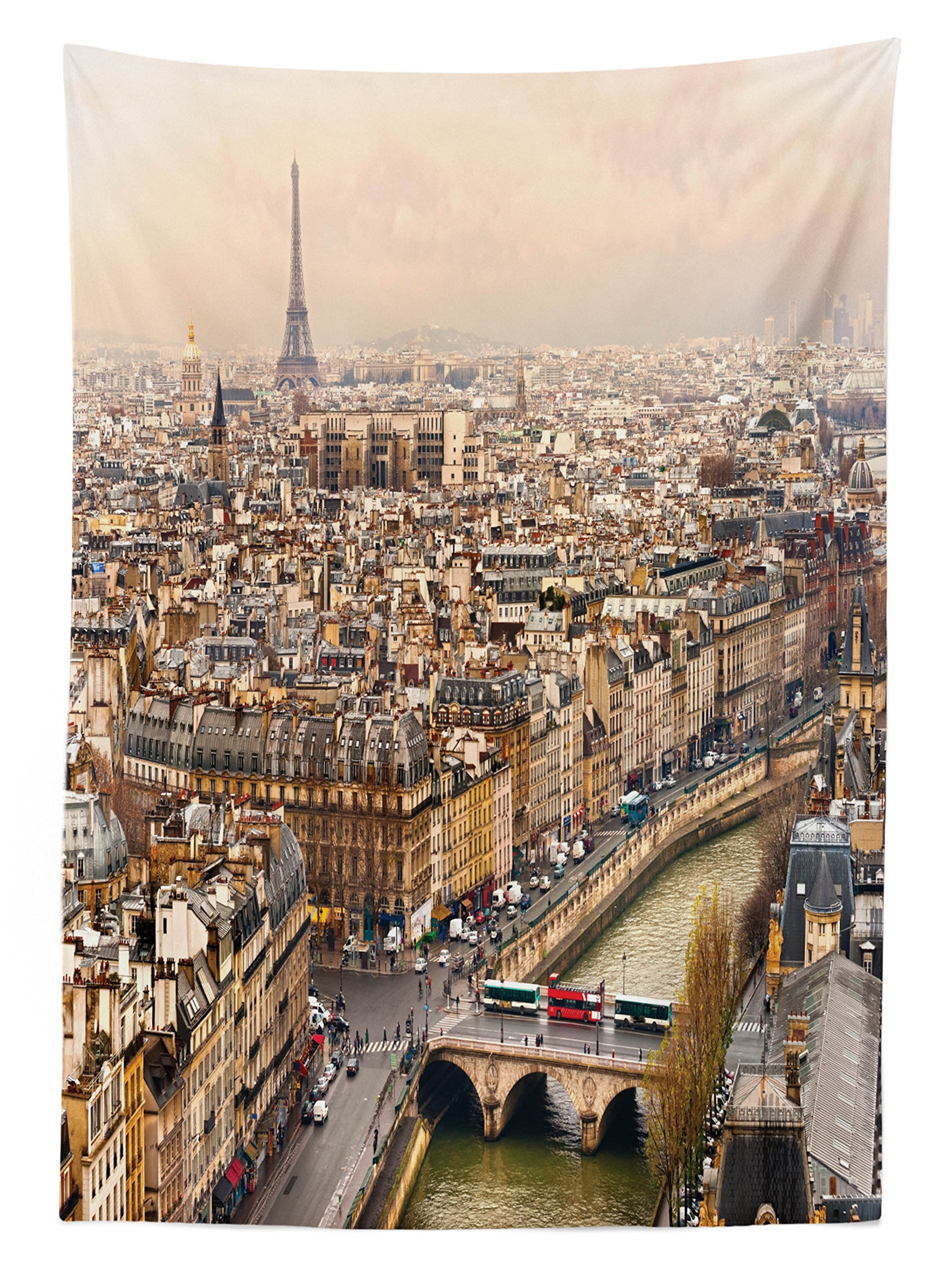 Ambesonne Paris Eiffel Tower Outdoor Tablecloth - Waterproof Washable Picnic Table Cover 58