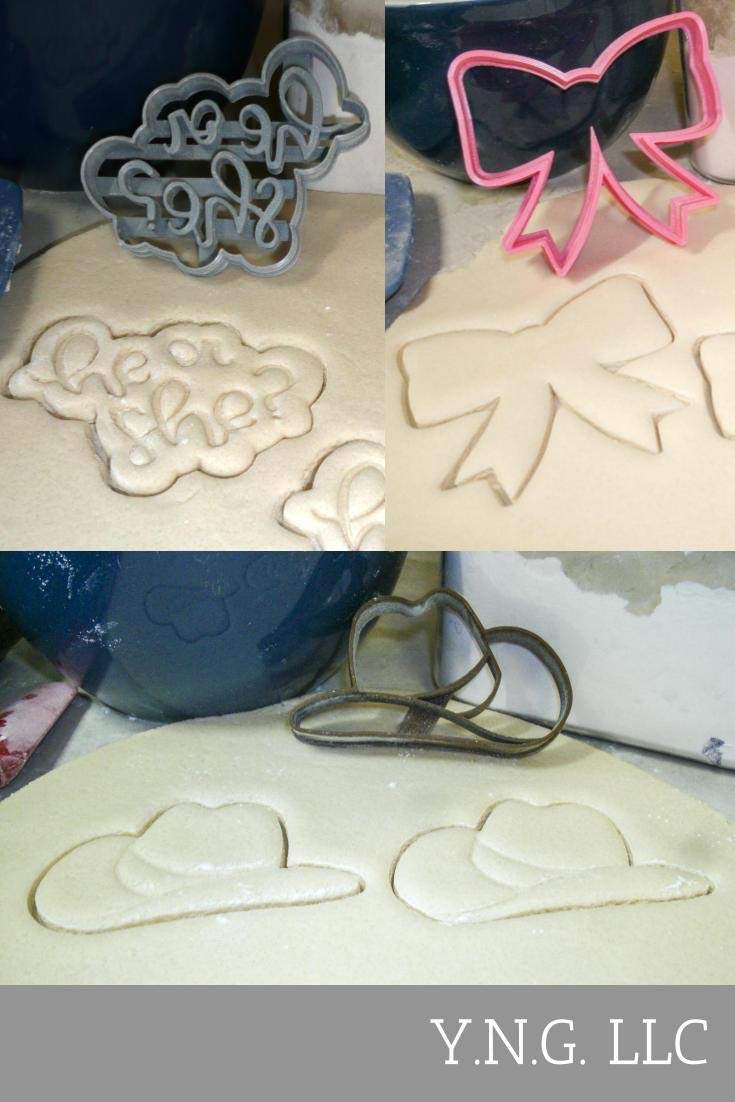 Gender Reveal Baby Shower Cookie Cutters Set of 3 - Cowboy & Cowgirl Theme - Made in USA (PR1202) - Perfect for Baby Shower Decorations, Gender Reveal Parties & Baking Fun