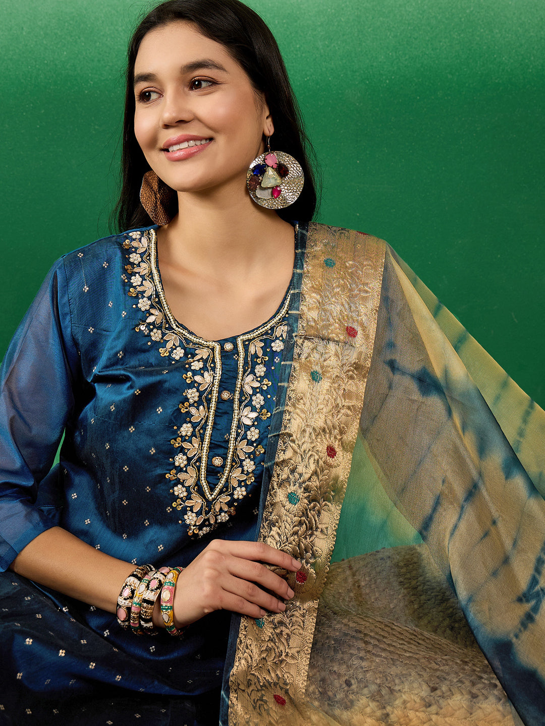 Stylish Blue Designer Pant Suit with Printed Handwork - Perfect for Office Wear, Business Meetings & Formal Events
