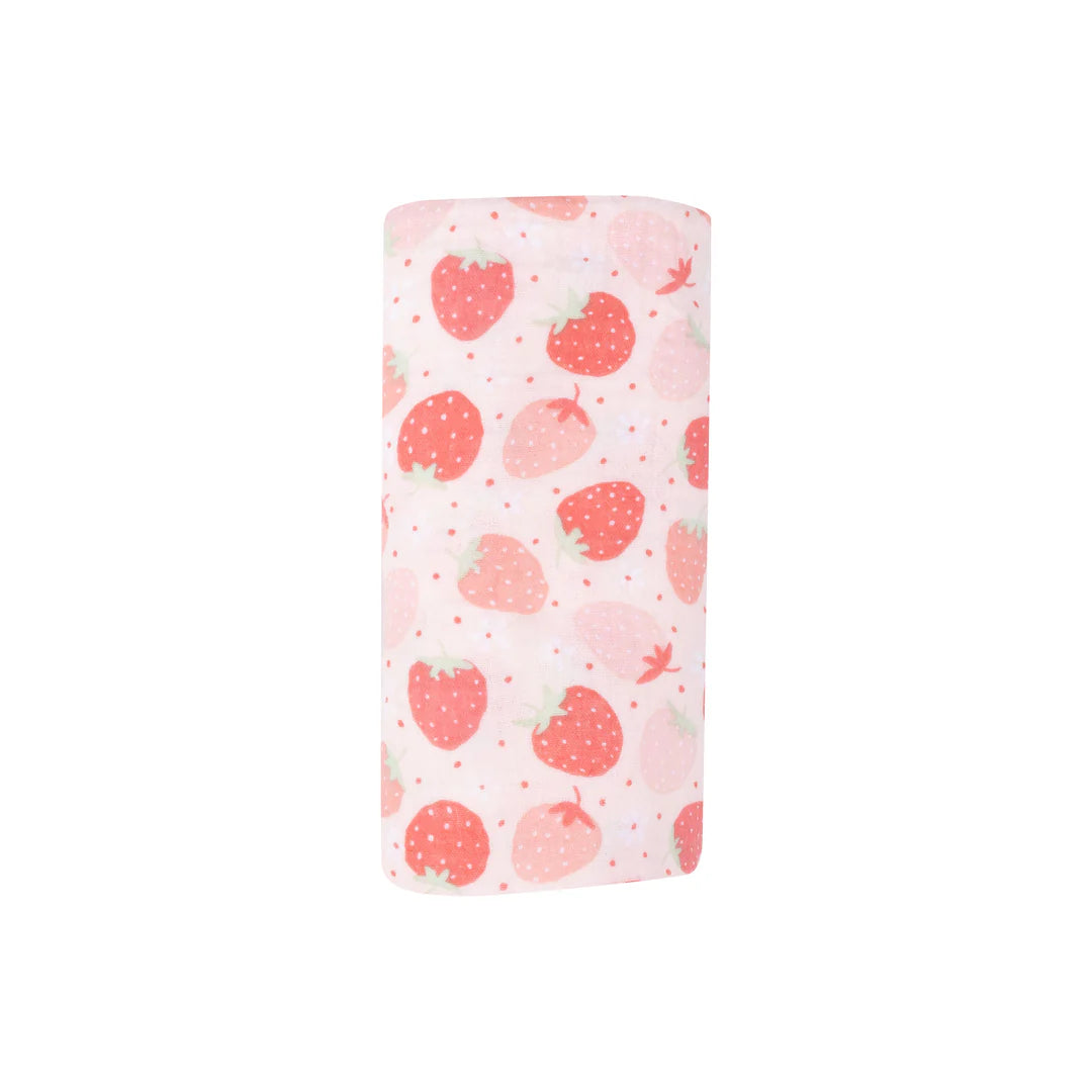 Soft Organic Cotton Strawberry Bliss Muslin Swaddle Blanket for Babies - Perfect for Newborn Swaddling, Nursing Cover & Stroller Blanket
