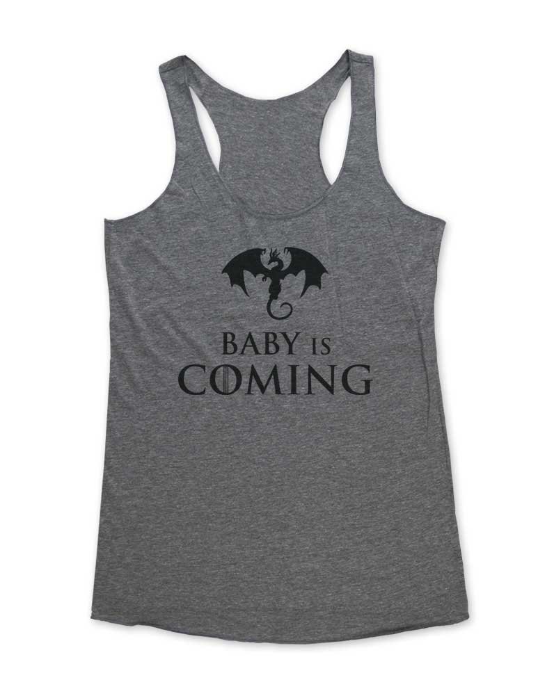 Baby Birth Pregnancy Announcement Tri-Blend Racerback Tank - Comfortable Maternity & New Mom Apparel for Gender Reveal, Baby Shower & Photo Shoots