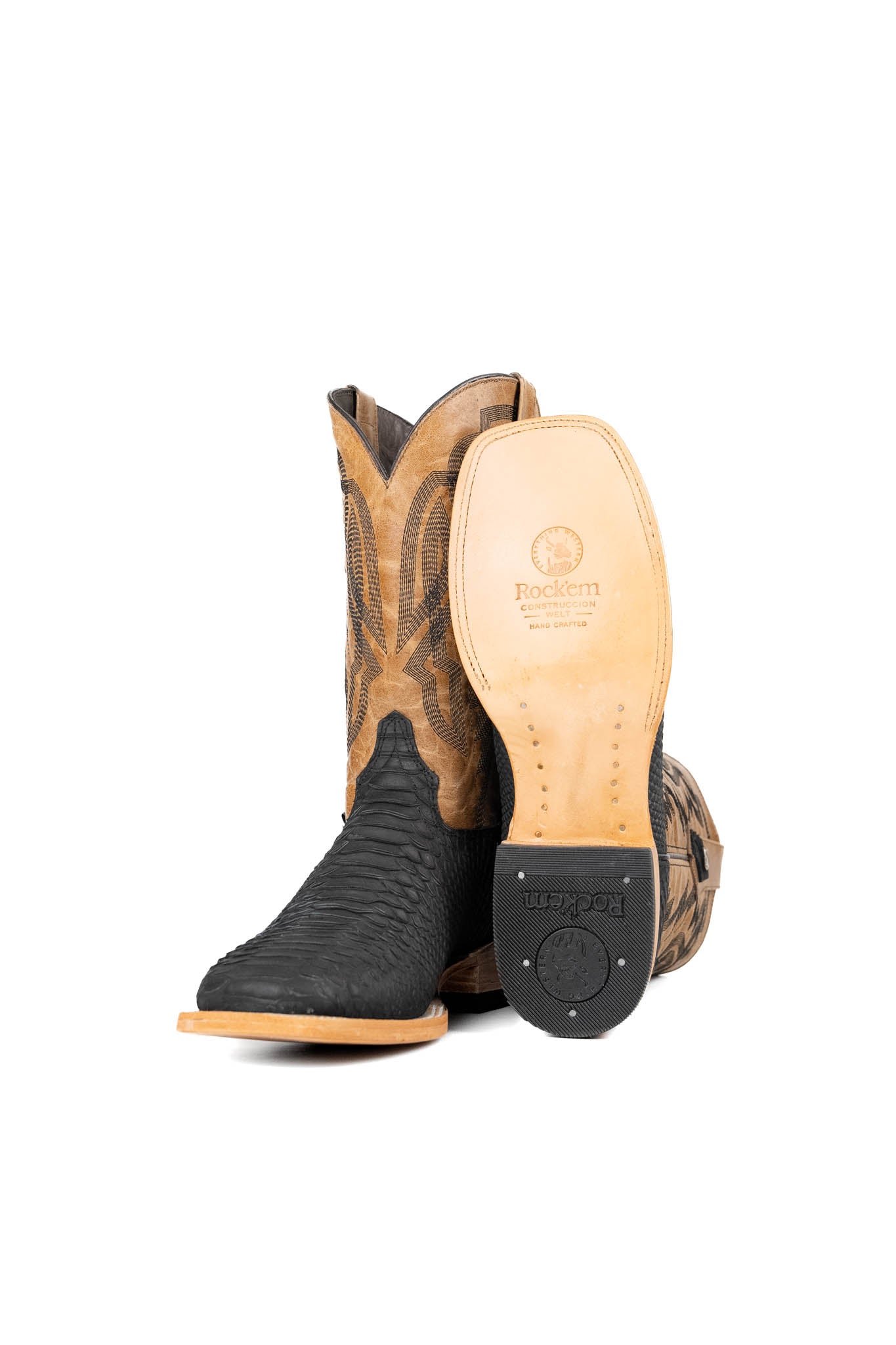 Renegade Python Square Toe Cowboy Boots for Men - Western Style Leather Boots with Exotic Snake Skin Design - Perfect for Rodeo, Country Dancing & Outdoor Adventures