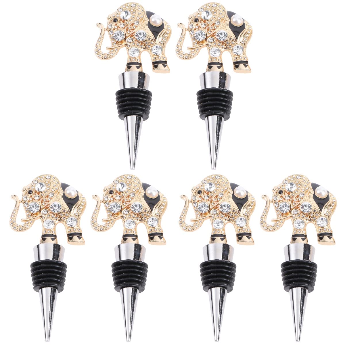 Cabilock 6-Piece Decorative Alloy Wine Stoppers - Elegant Red Wine Bottle Stoppers & Corks for Wine Lovers - Perfect for Home Bars, Dinner Parties & Gift Giving