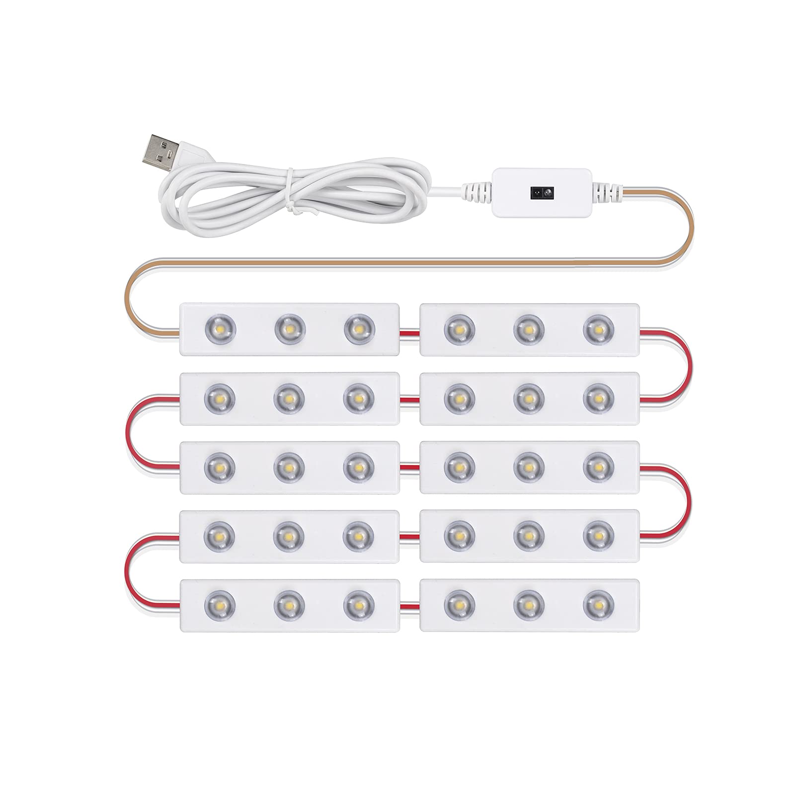 4.92ft USB LED Vanity Mirror Light Strip - 10 Bright LED Strips with Hand Induction & Double-Sided Tape - Perfect for Bedroom Makeup, Dressing Table & Hair Salon Lighting