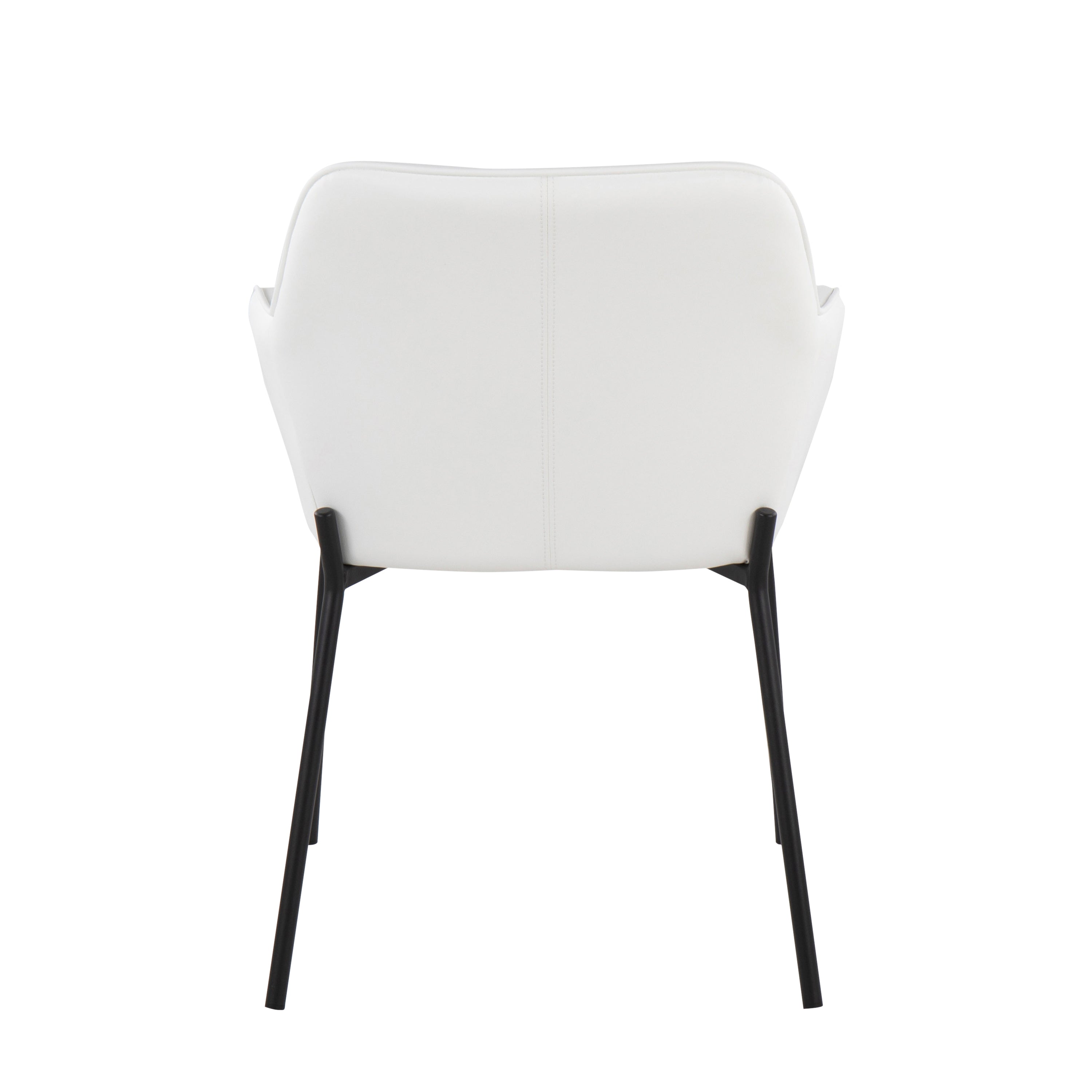 LumiSource Daniella Modern Dining Chairs - Set of 2 Black Metal & White Faux Leather Upholstered Seats for Kitchen, Dining Room or Office