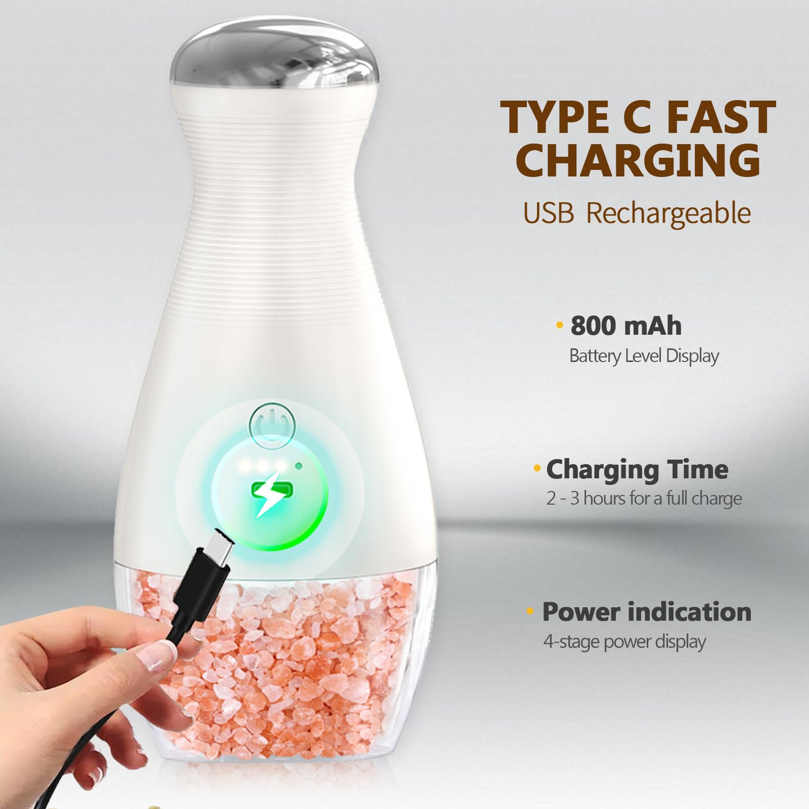 USB Rechargeable Gravity Electric Salt & Pepper Grinder Set - Automatic Adjustable Coarseness with Warm LED Light - Perfect Kitchen Gadget for Cooking & Housewarming Gifts for Men & Women - Ideal for Home Kitchen, Dining Table & Gourmet Cooking