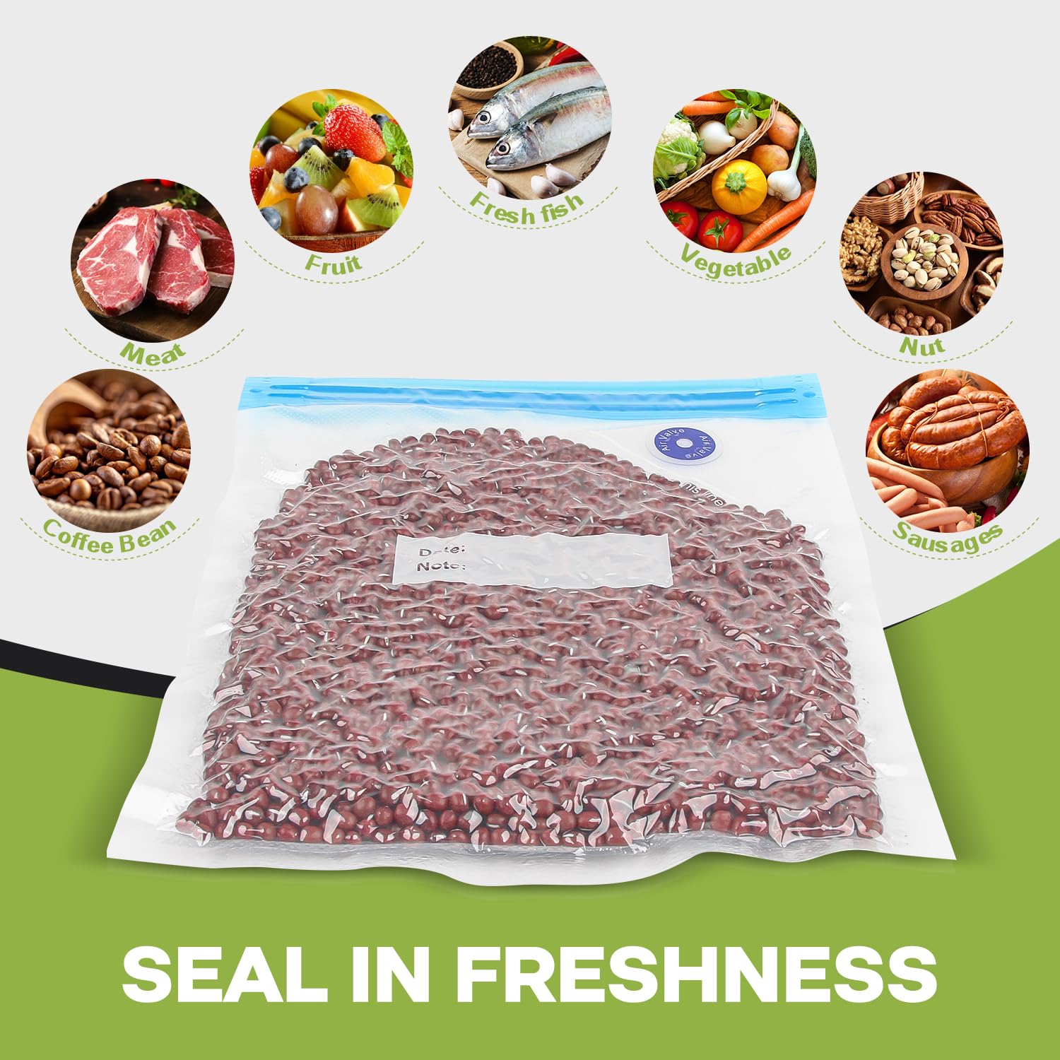 VMstr 60 PCS Vacuum Sealer Bags for Food Storage (10.24 x 11.02 Inches) - Reusable Sous Vide Cooking Bags, Freezer Safe Zipper Bags for Meal Prep, Sous Vide Cooking & Vacuum Sealing with Handheld Sealers