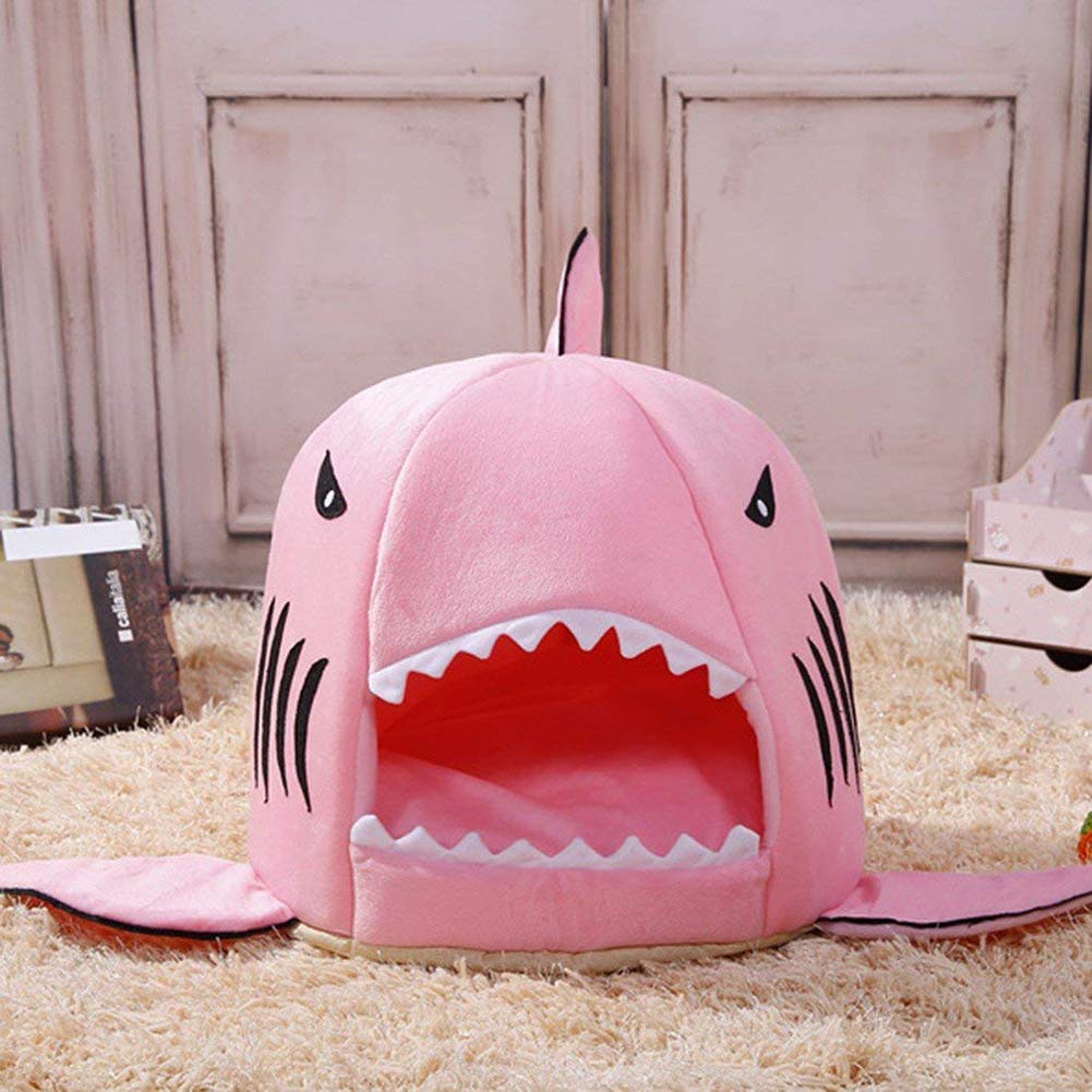 Shark Shaped Dog Bed for Small Medium Dogs & Cats - Soft Warm Pet Bed House Nest for Winter & Fall - Cozy Blue Pet Bed for Puppy Kitten - Perfect for Indoor Use, Crate, Kennel, or Living Room
