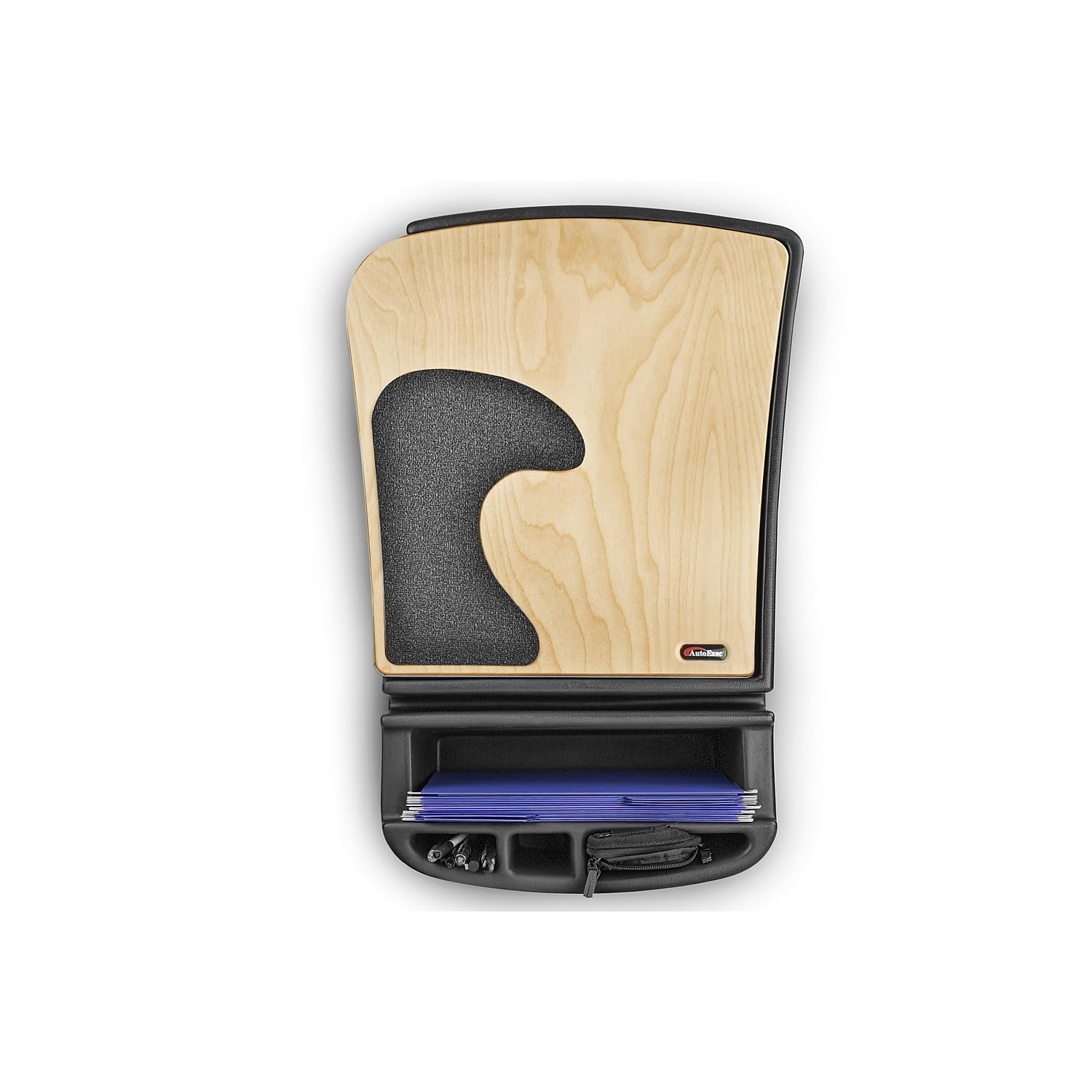 AutoExec AUE10020 GripMaster Car Desk - Premium Birch Finish Wooden Steering Wheel Tray for Laptop & Food - Perfect for Commuters, Road Trips & Office on the Go