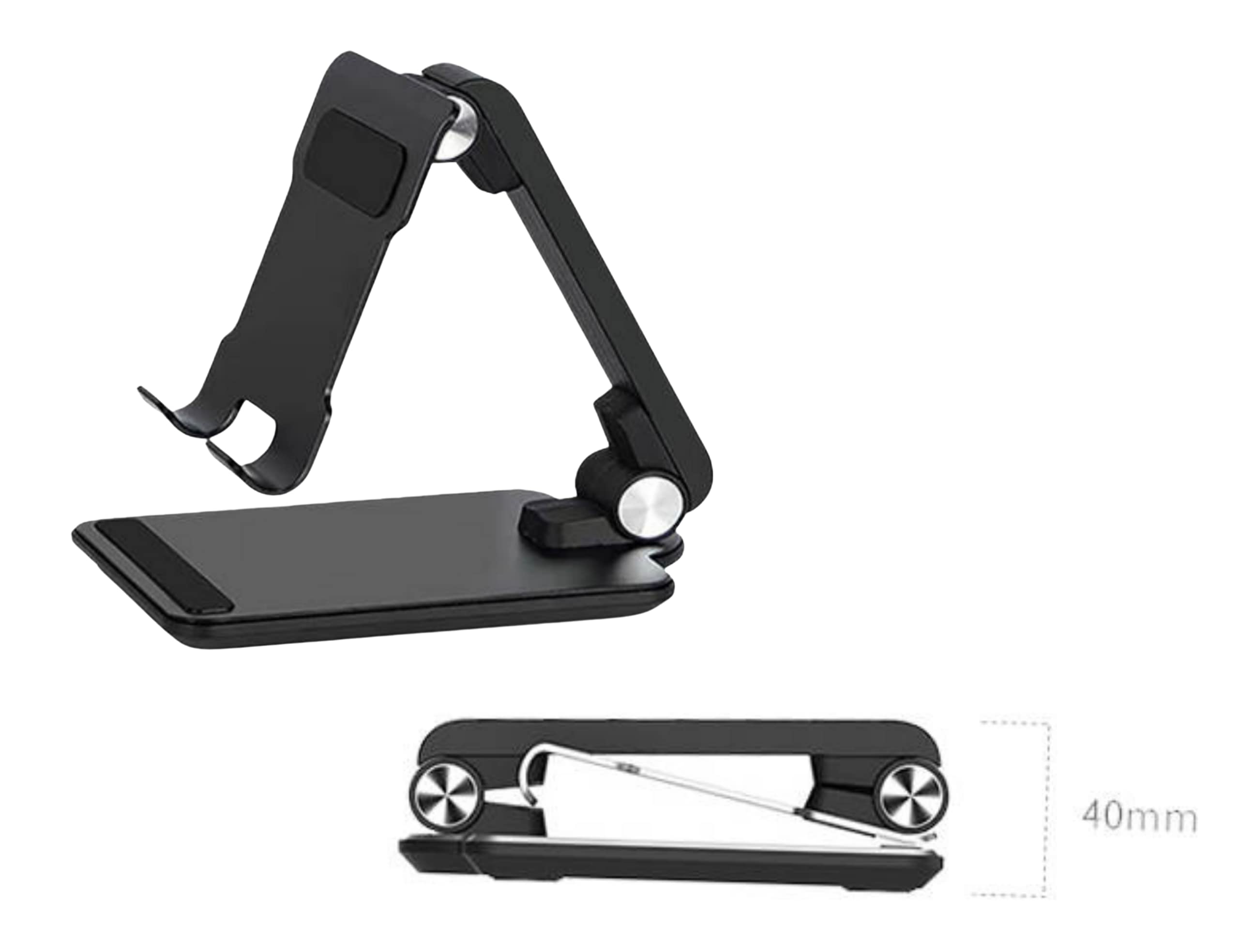 JBGold Foldable Adjustable Phone Stand - Black Desktop Cell Phone Holder for iPhone, Samsung, iPad | Perfect for Work, Home, Gaming & Video Calls