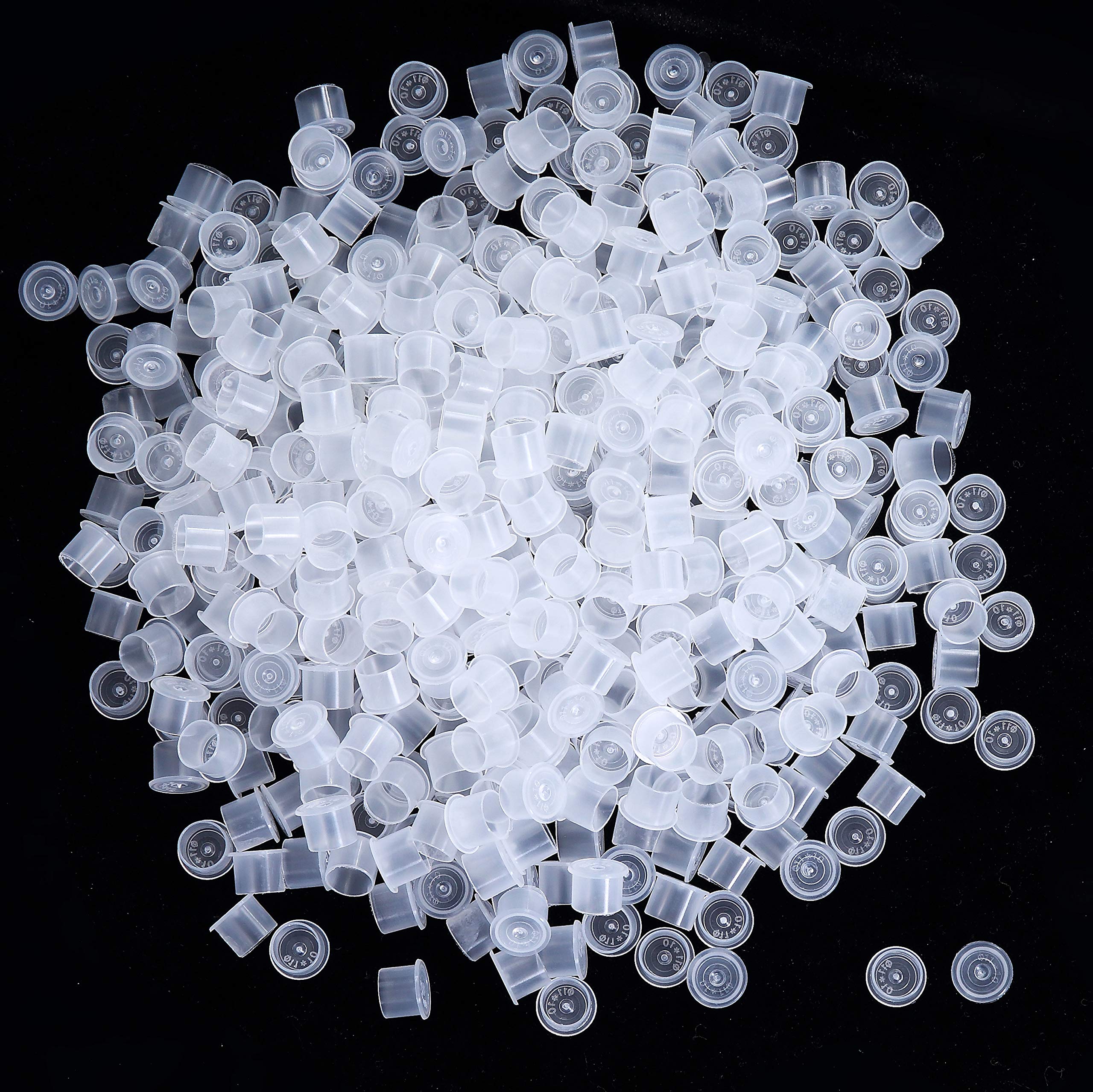 DOWEI 500pcs Disposable Microblading Ink Cups - 11mm Small Plastic Pigment Caps with Base for Tattoo, Permanent Makeup & Eyebrow Pigment Kits - Perfect for Professional Artists & Salon Use