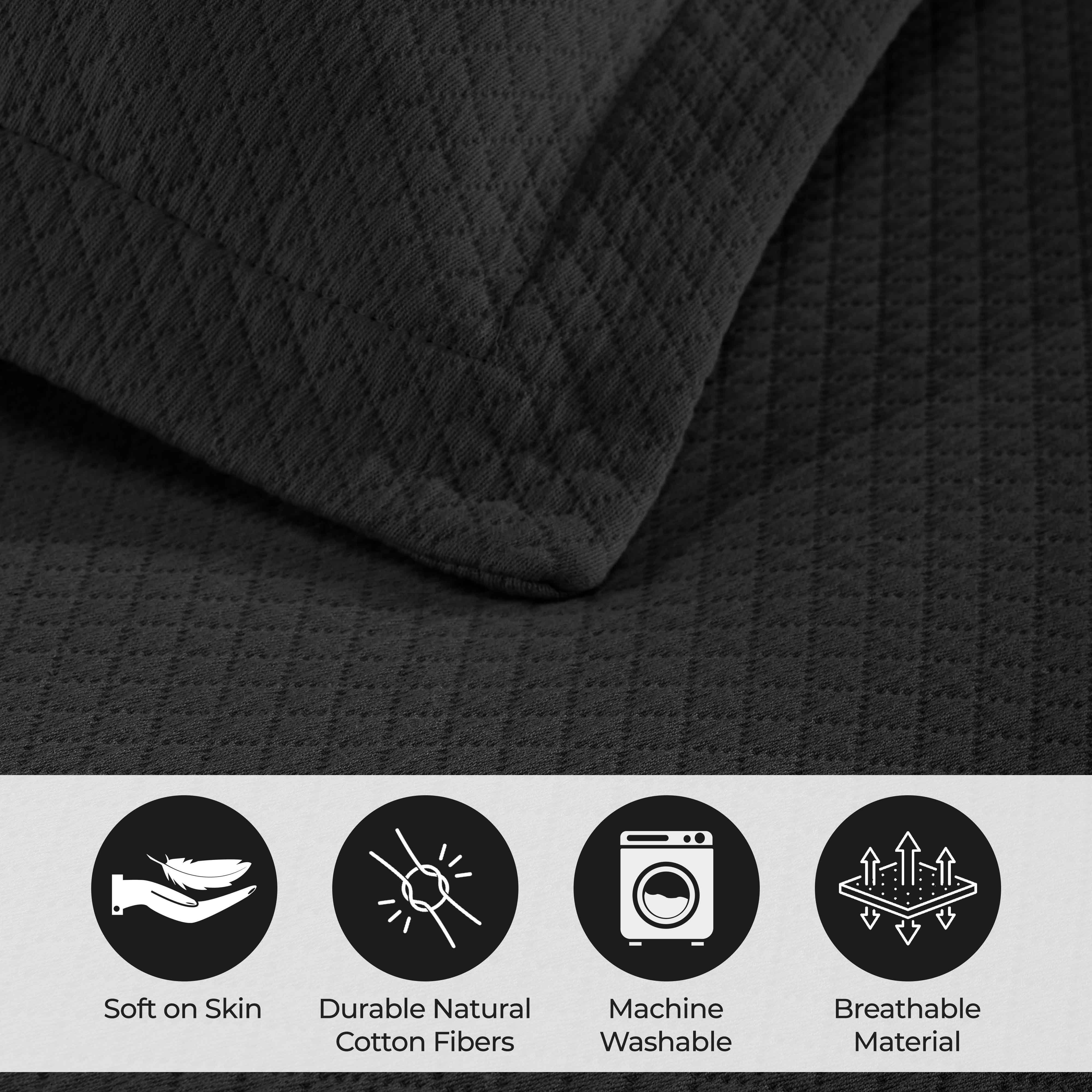 Luxury Jacquard Matelassé Cotton Diamond Solitaire Bedspread Set - Queen Size Bedding Coverlet for Master Bedroom, Guest Room & Hotel Decor