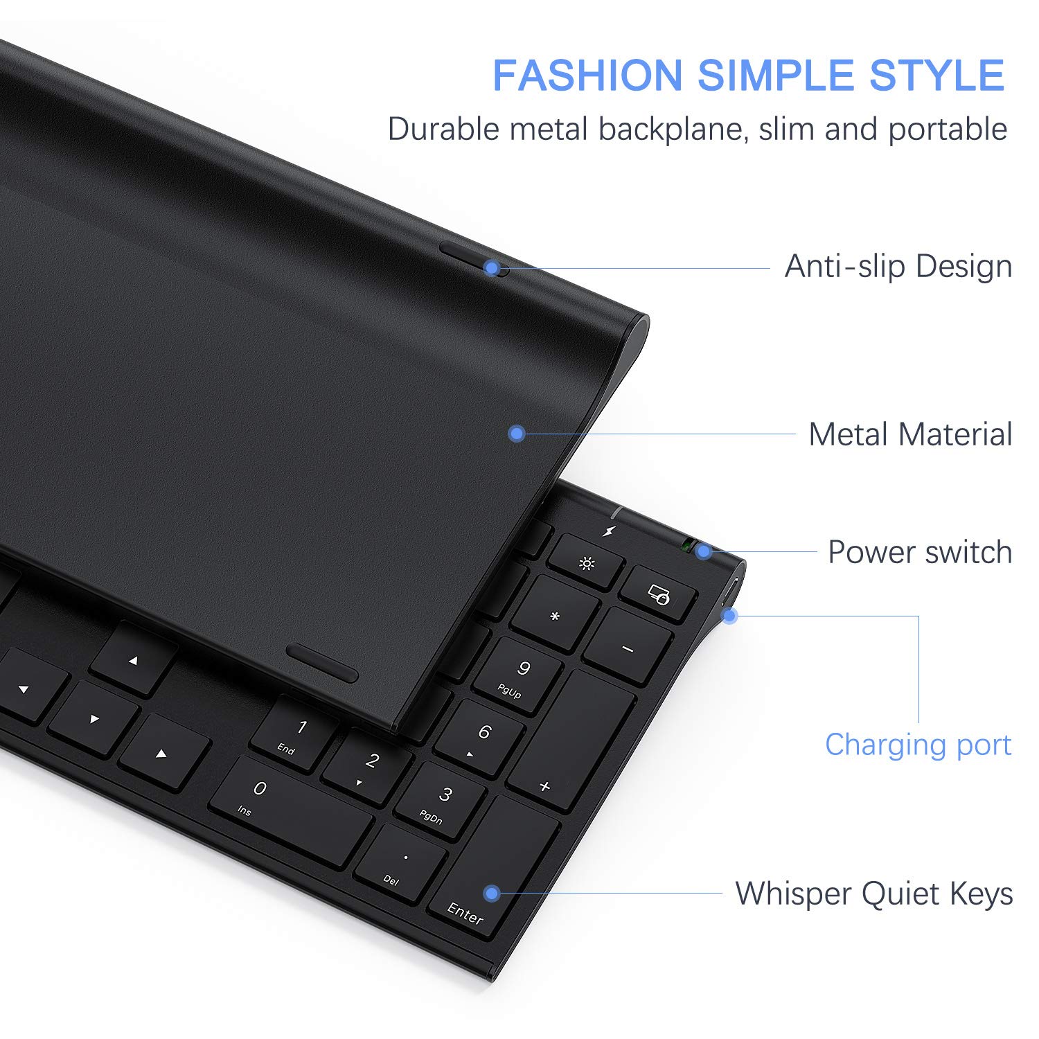 Vssoplor 2.4GHz Wireless Keyboard and Mouse Combo - Rechargeable, Compact, Quiet Full-Size with Nano USB Receiver for Windows PC/Laptop/Notebook (Black) - Perfect for Office, Home & Gaming Use