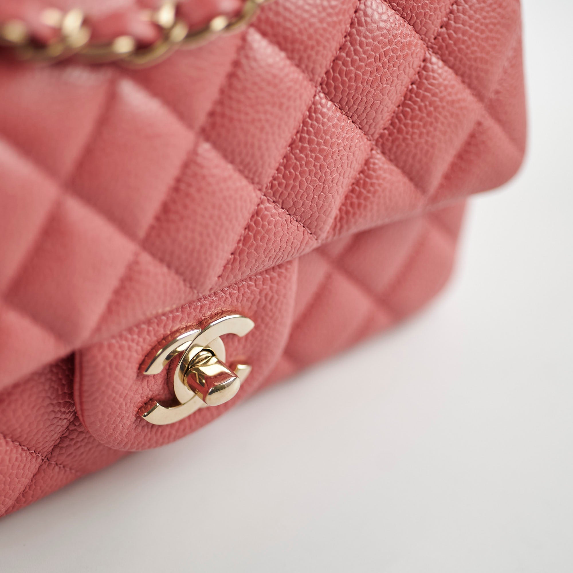 Chanel Pearly Pink Rectangular Mini Flap Bag in Caviar Leather - 25 Series | Luxury Crossbody Purse for Women, Perfect for Parties & Evening Events
